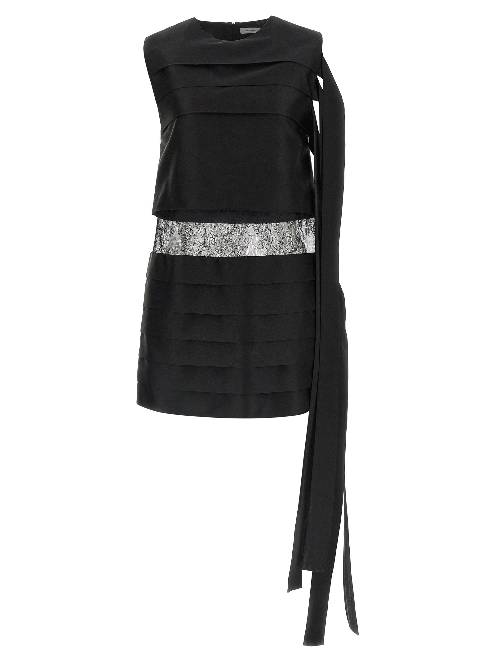 Discover the Ferragamo Black Silk Mini Dress, a masterpiece of Italian craftsmanship, blending luxurious silk with exquisite design for an unforgettable statement.