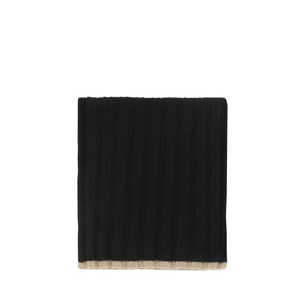 Brunello Cucinelli Black Cashmere Scarf - Artisanal Luxury Accessory