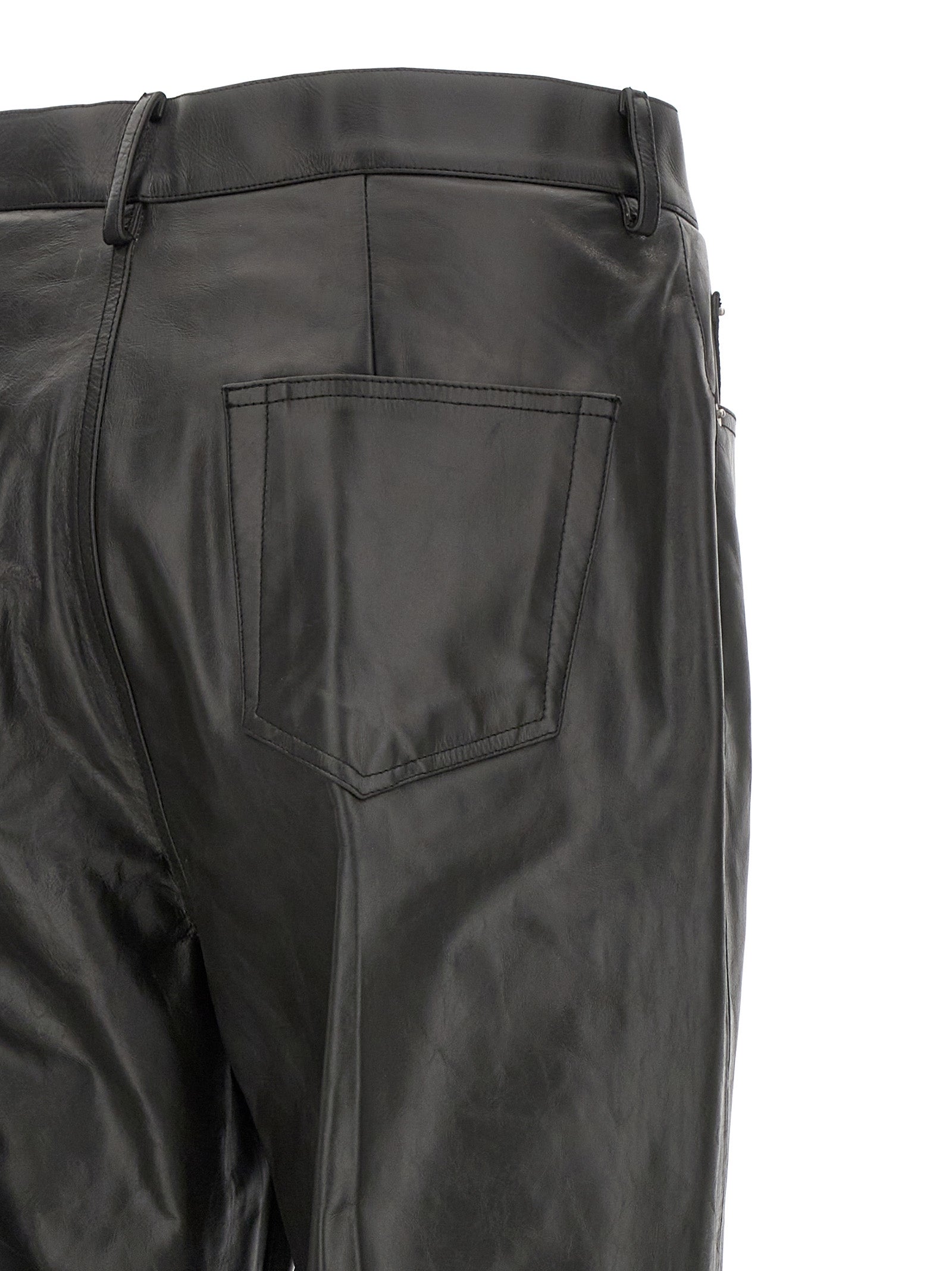 Rick Owens Black Calfskin Flared Pants