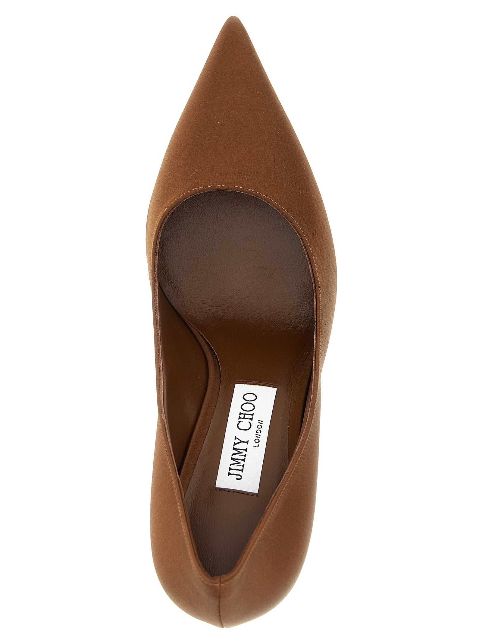 Indulge in the exquisite elegance of Jimmy Choo's brown Tencel high heel pumps, where Italian craftsmanship meets timeless allure, perfect for the discerning connoisseur.