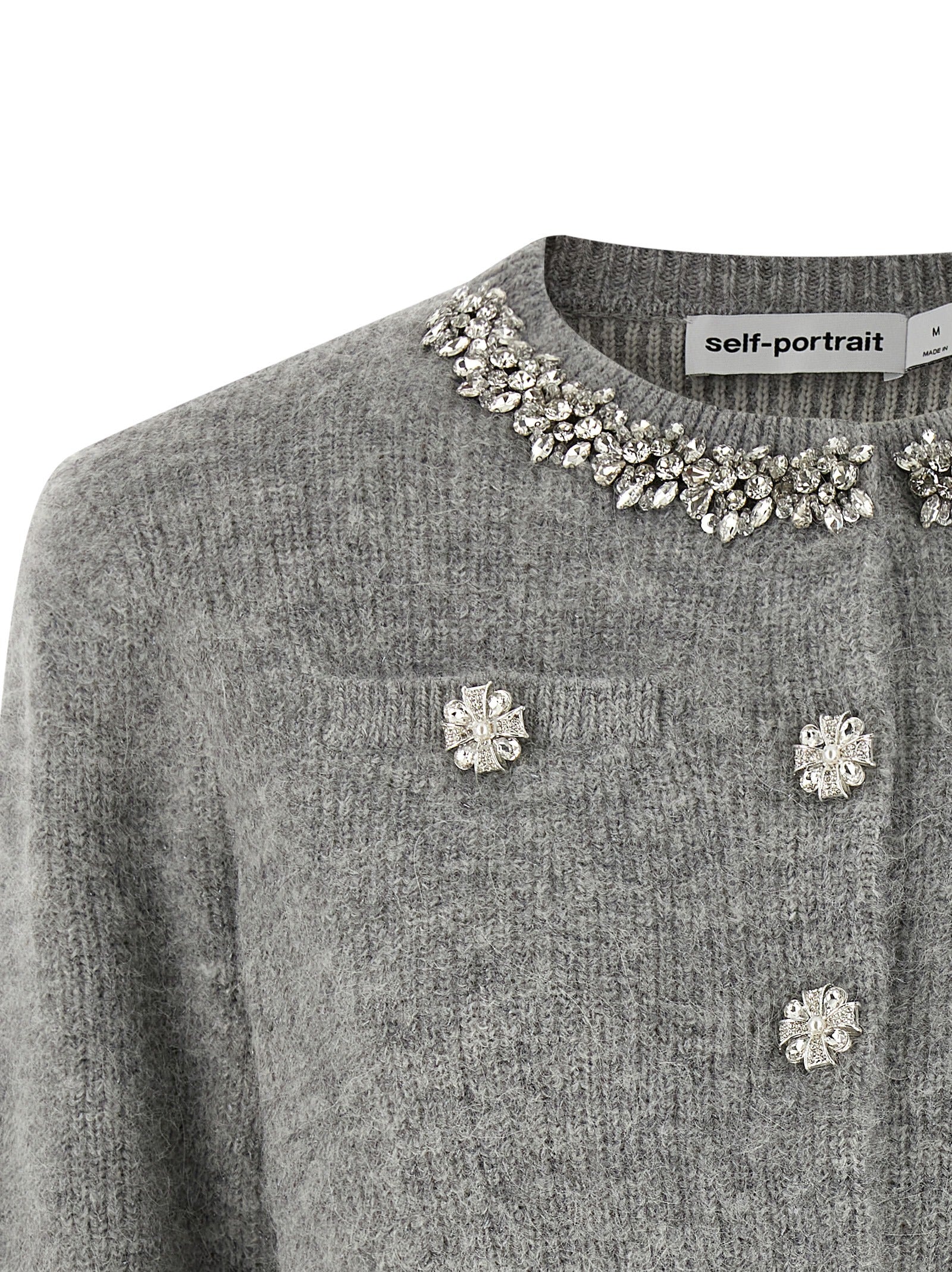 Self-Portrait Gray Polyester Cardigan