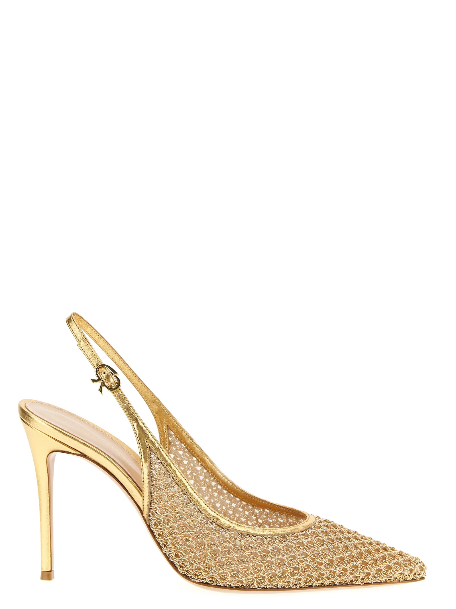Indulge in the opulence of Gianvito Rossi Gold Fabric High Heel Pumps, where exquisite craftsmanship meets modern elegance for a statement of luxury and sophistication.