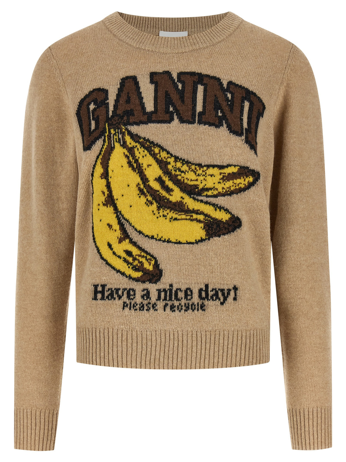 Ganni Beige Wool Cardigan - Luxurious Statement Layering Piece