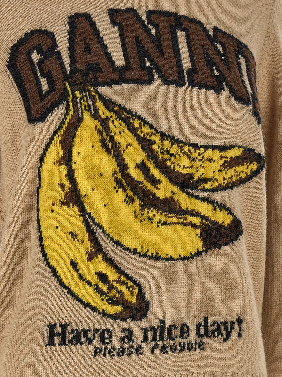 Ganni Beige Wool Cardigan - Luxurious Statement Layering Piece