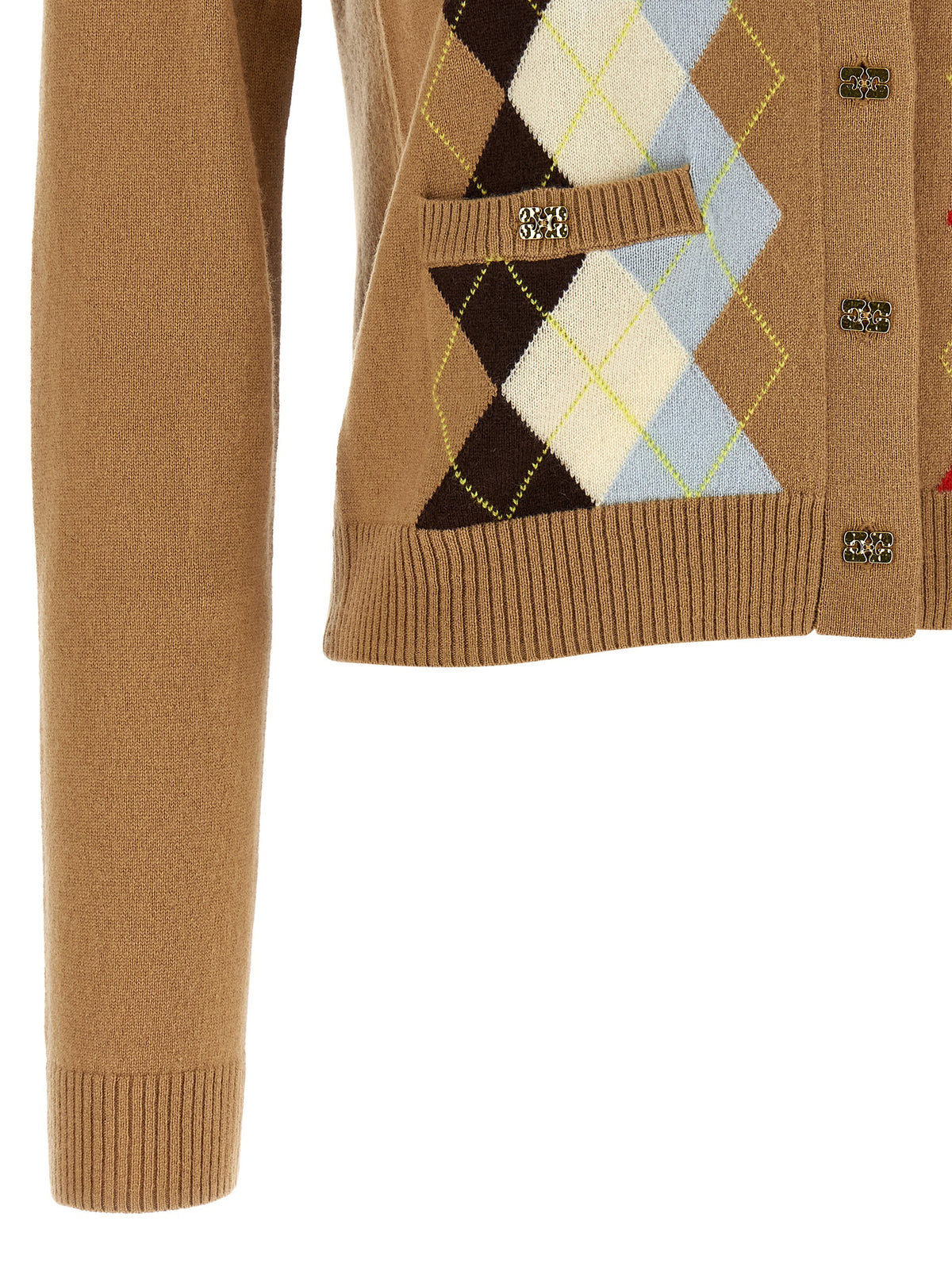 Ganni Beige Wool Cardigan - Luxurious Cashmere Blend Elegance