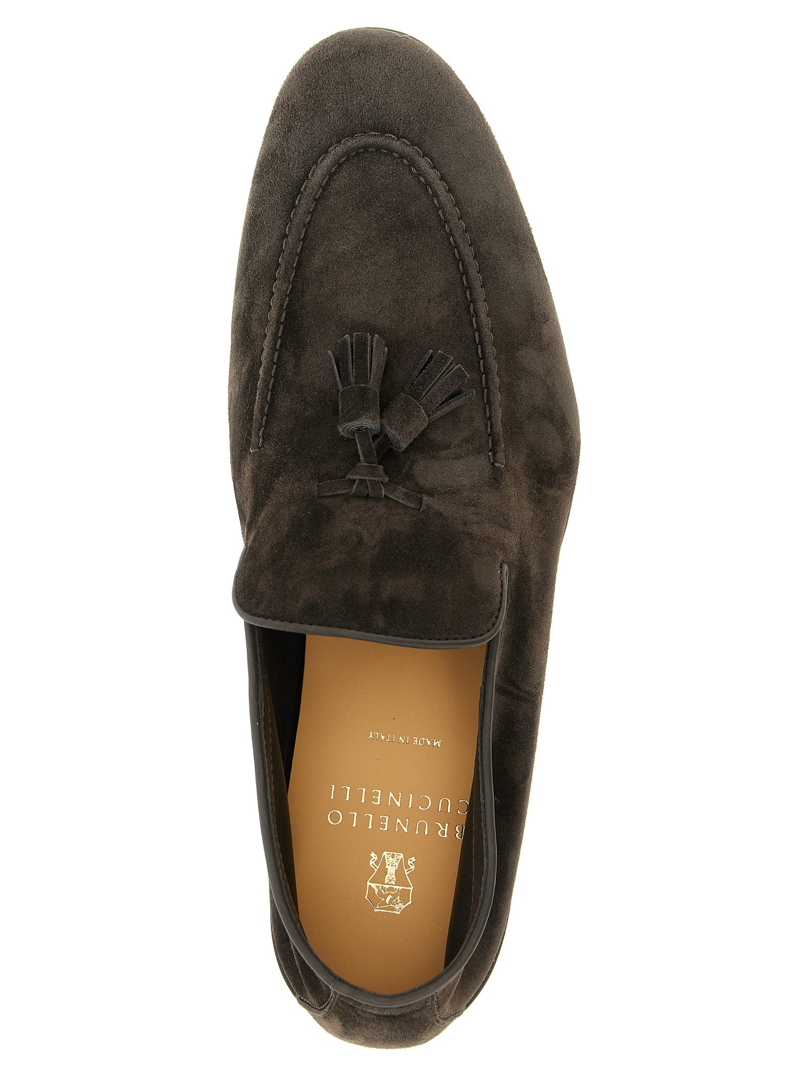Brunello Cucinelli Gray Calfskin Slip-On Loafers, Artisanal Luxury