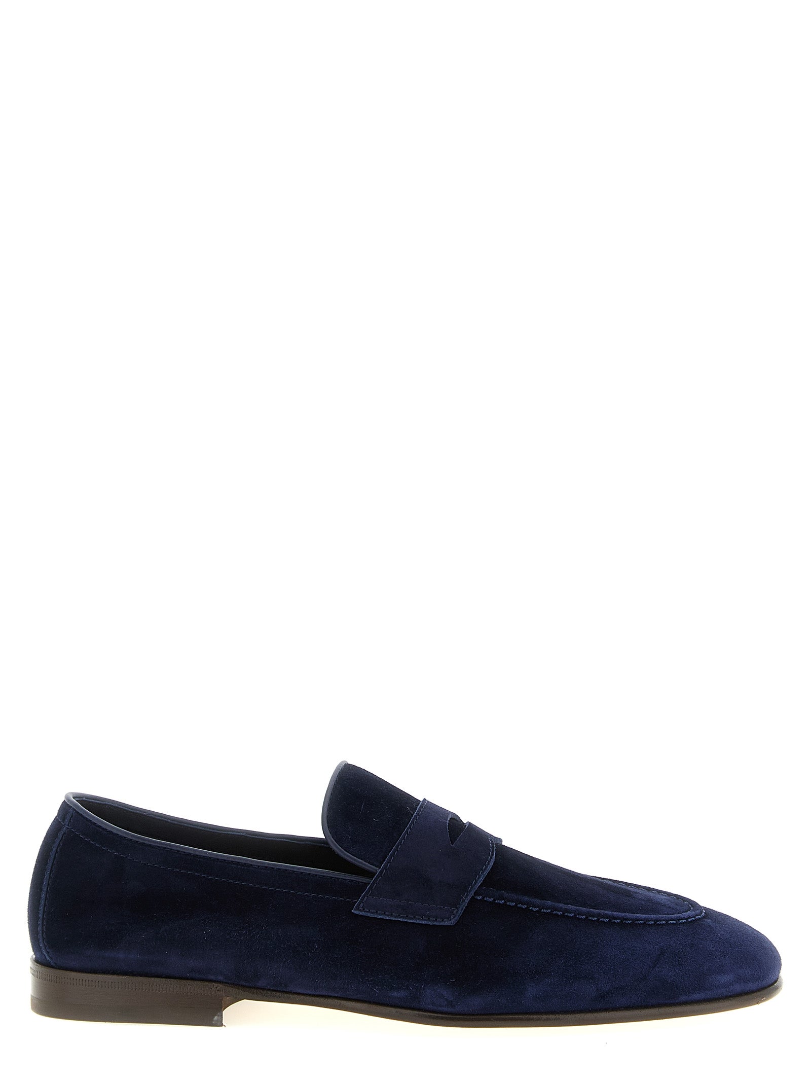 Brunello Cucinelli Blue Calfskin Slip-On Loafers, Artisanal Elegance
