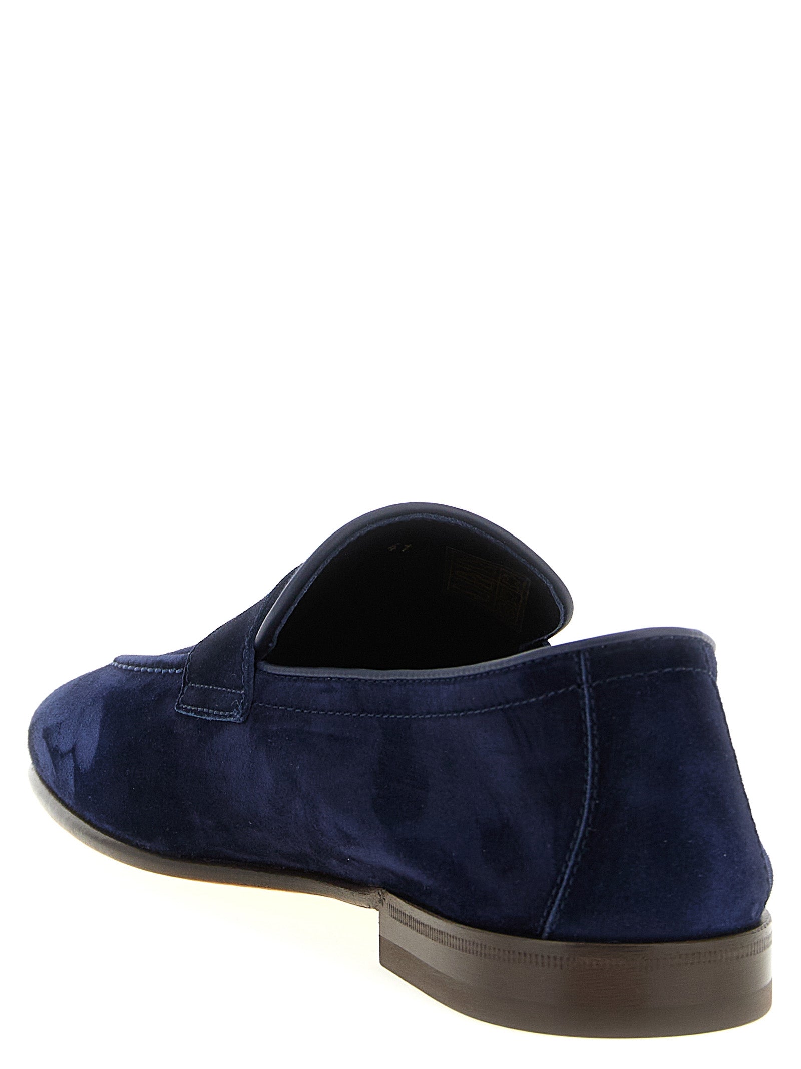 Brunello Cucinelli Blue Calfskin Slip-On Loafers, Artisanal Elegance