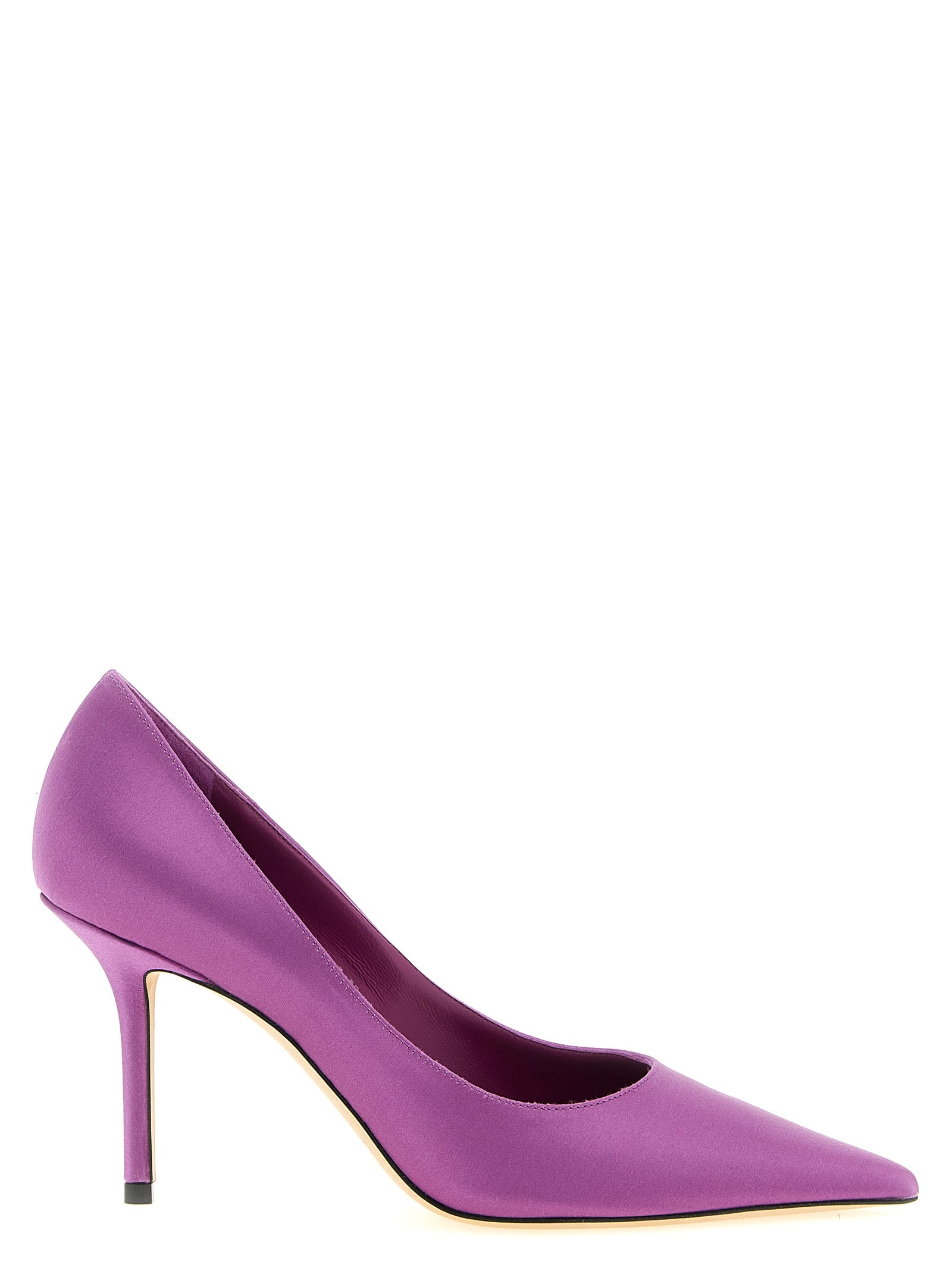 Elevate your elegance with Jimmy Choo Purple Tencel High Heel Pumps, crafted in Italy, embodying luxury and sophistication for unforgettable moments.