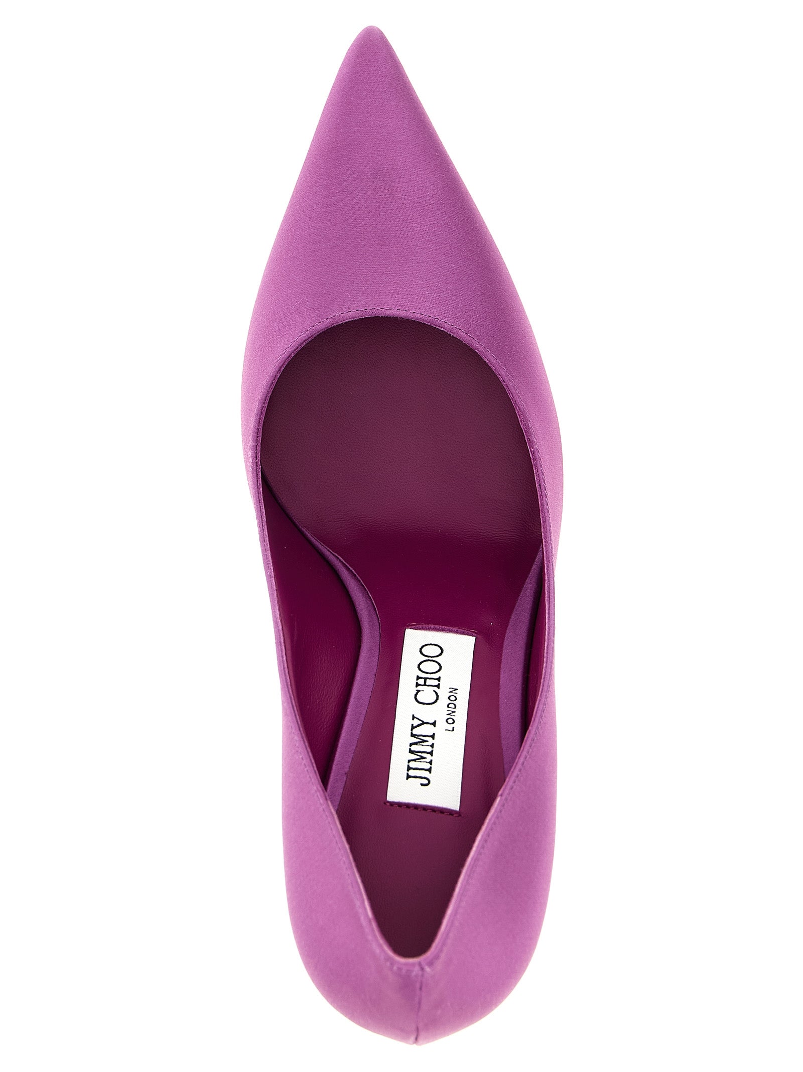 Experience the exquisite allure of Jimmy Choo Purple Tencel High Heel Pumps, where artisanal craftsmanship meets luxurious satin elegance, perfect for any sophisticated affair.