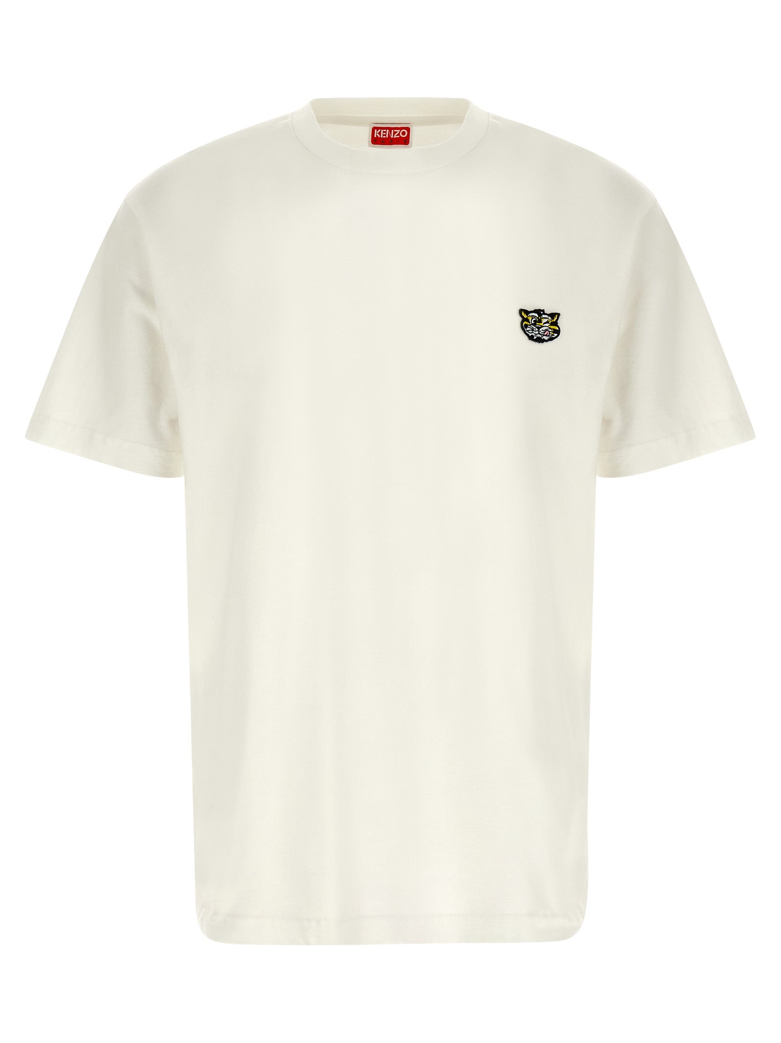 Discover the Kenzo White Cotton T-Shirt, a luxurious blend of comfort and style, featuring a bold ‘Wild Tiger’ patch and refined craftsmanship for the discerning individual.