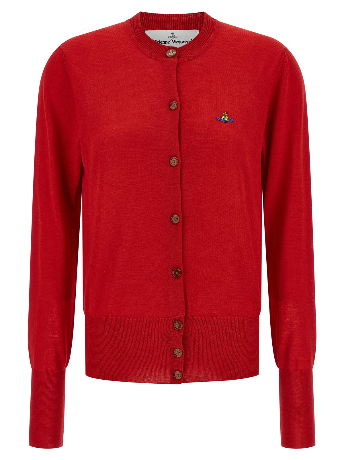 Elevate your wardrobe with the Vivienne Westwood Multicolor Wool Cardigan, a luxurious blend of wool and silk, embodying exquisite Italian craftsmanship and timeless elegance.
