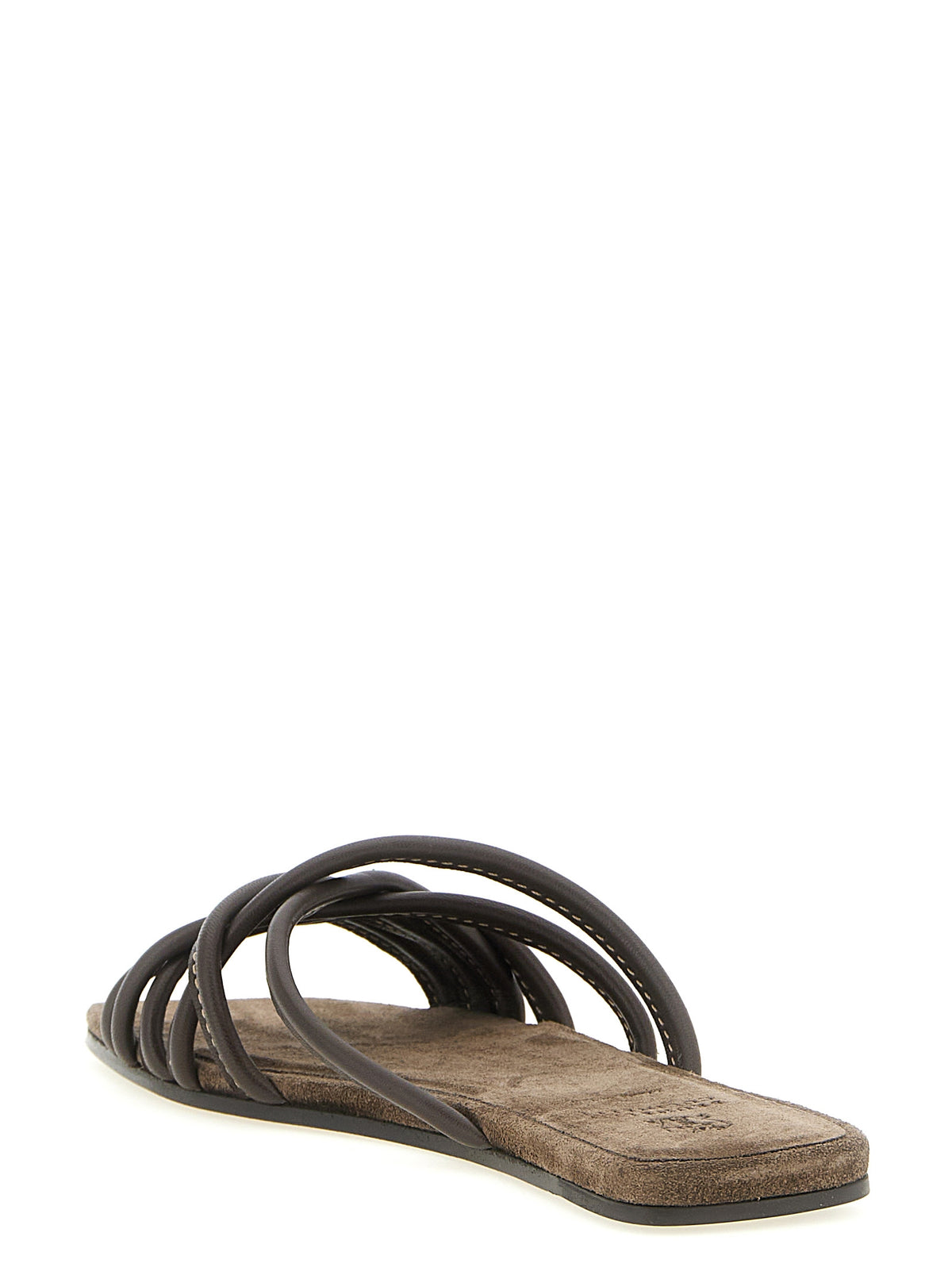 Brunello Cucinelli Brown Lamb Leather Slides - Artisanal Luxury