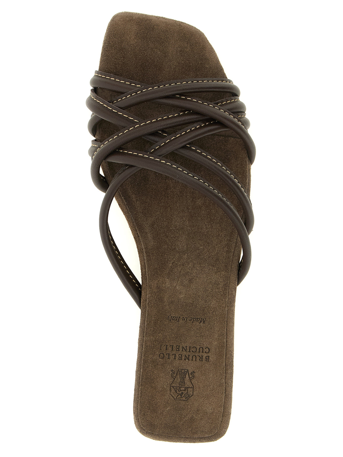 Brunello Cucinelli Brown Lamb Leather Slides - Artisanal Luxury