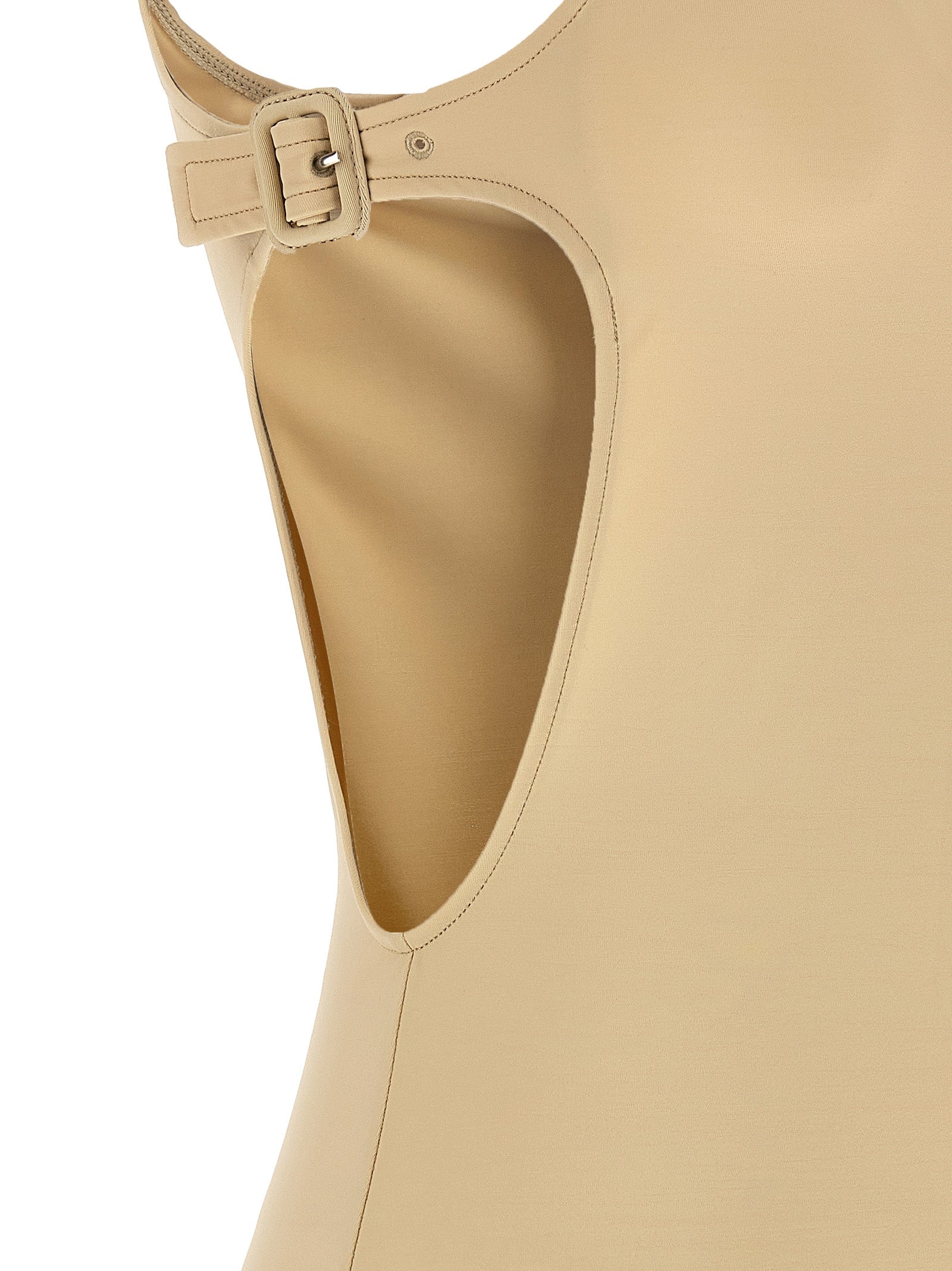 Discover the Courrèges Beige Polyamide Bodysuit, a luxurious blend of style and comfort, crafted in Italy with bold cut-outs for an audacious allure.