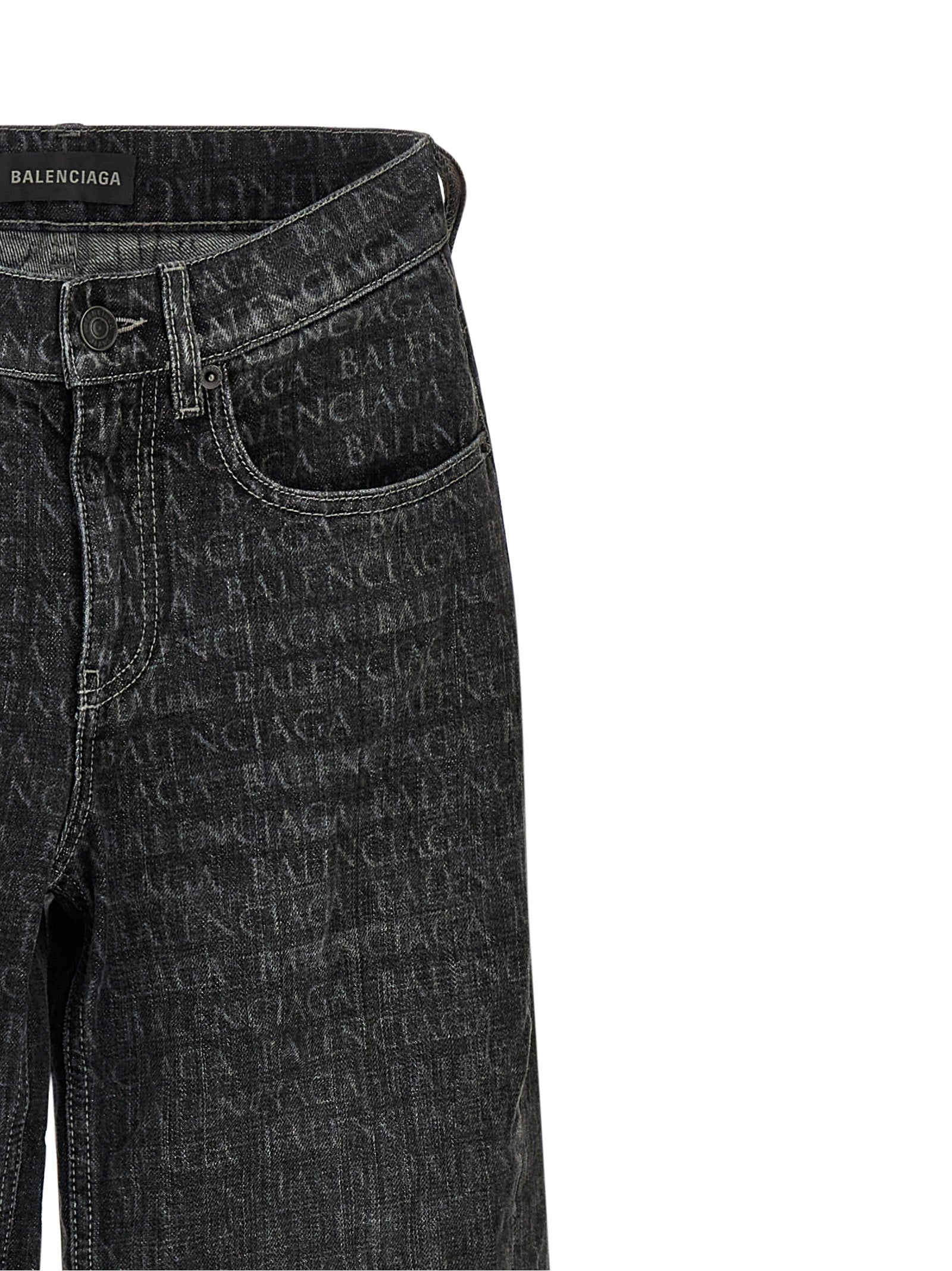 Balenciaga Black Cotton Flared Jeans | Designer Couture Elegance