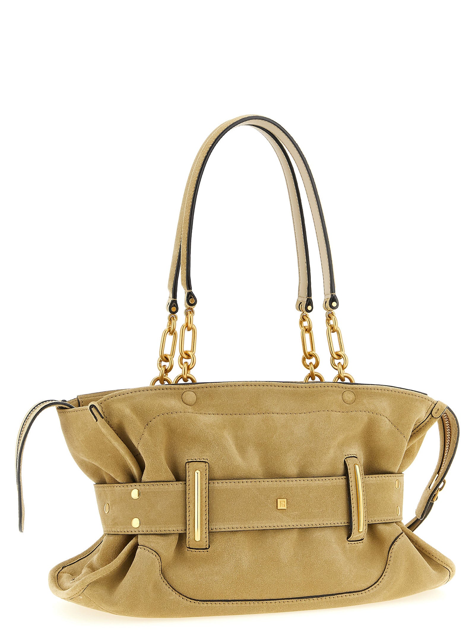 Elevate your style with the Balmain Beige Calfskin Shoulder Bag, a masterpiece of Italian craftsmanship in luxurious calfskin, embodying timeless elegance and sophistication.
