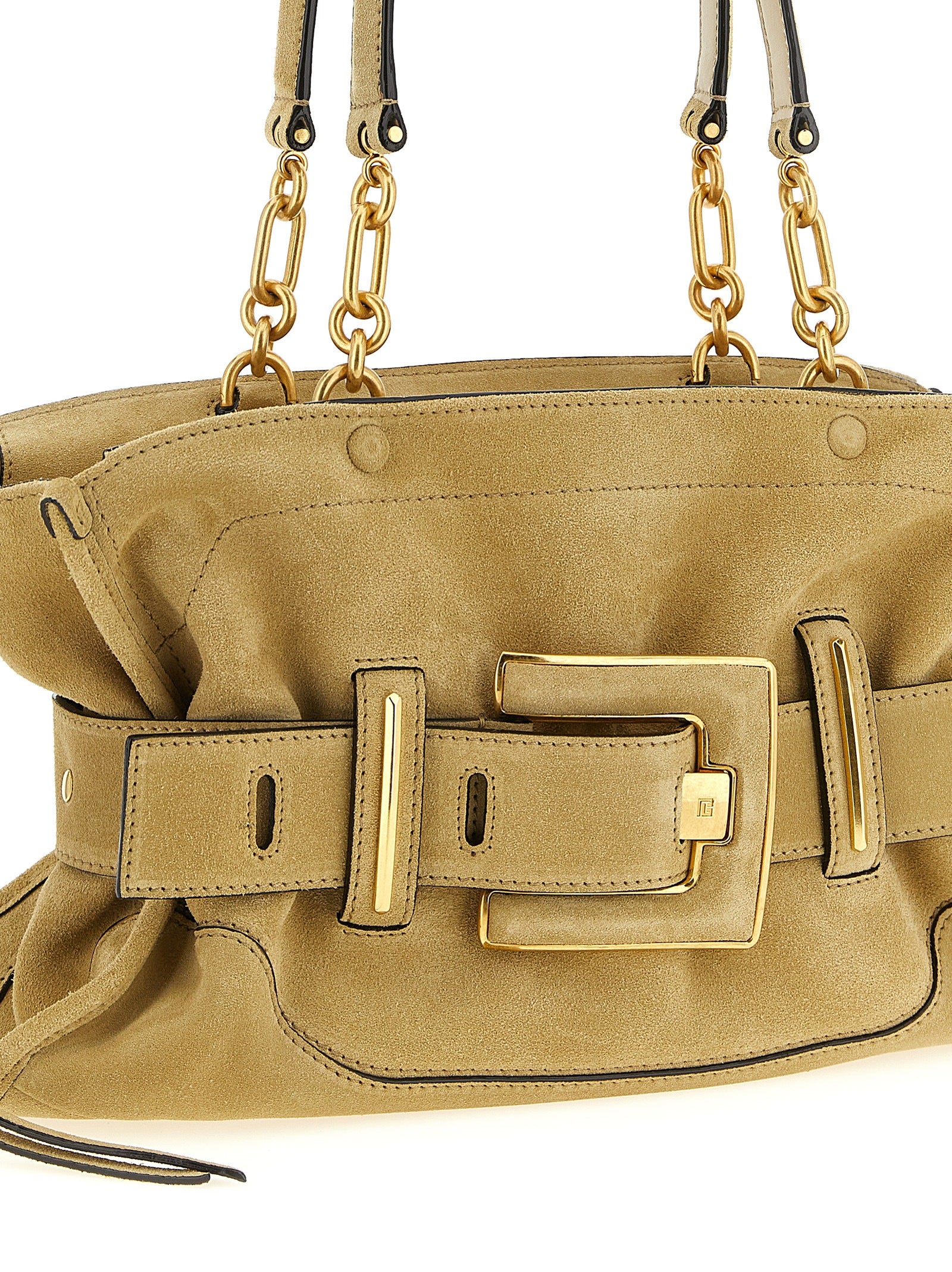 Discover the Balmain Beige Calfskin Shoulder Bag, a masterpiece of artisanal luxury crafted from premium calfskin leather, embodying timeless elegance and sophisticated allure.