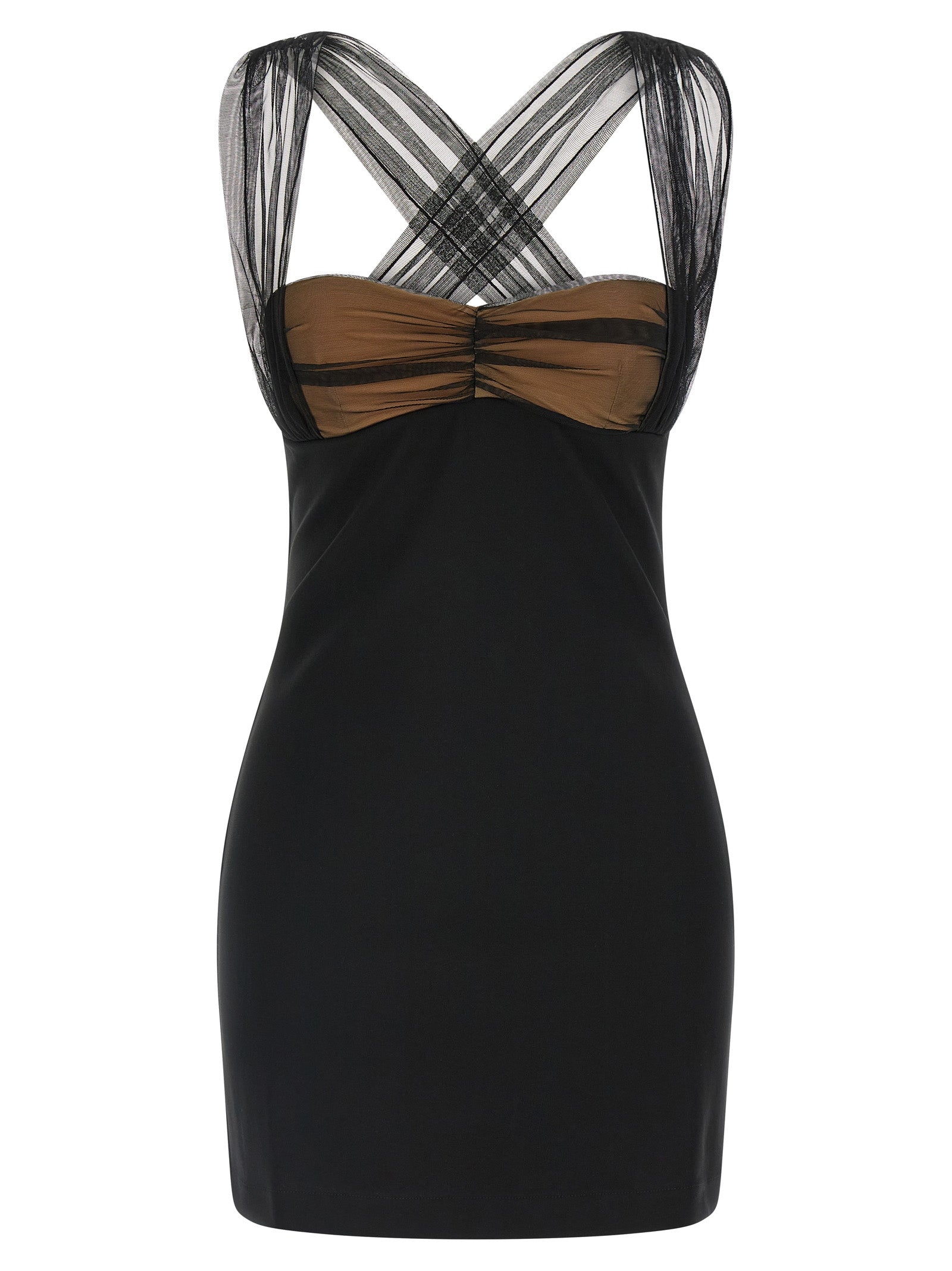 Nensi Dojaka Black Viscose Short Dress - Couture Elegance