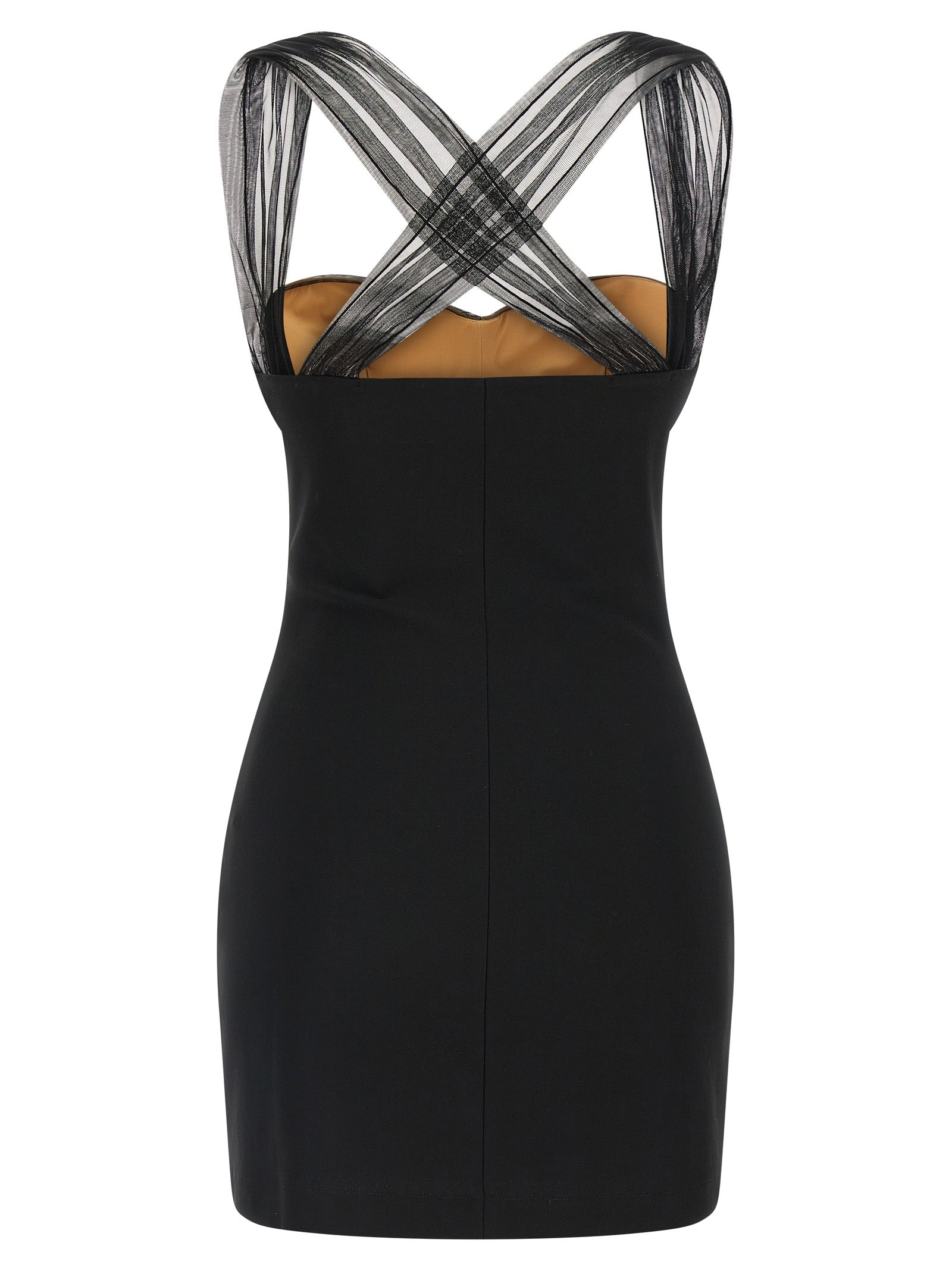 Nensi Dojaka Black Viscose Short Dress - Couture Elegance