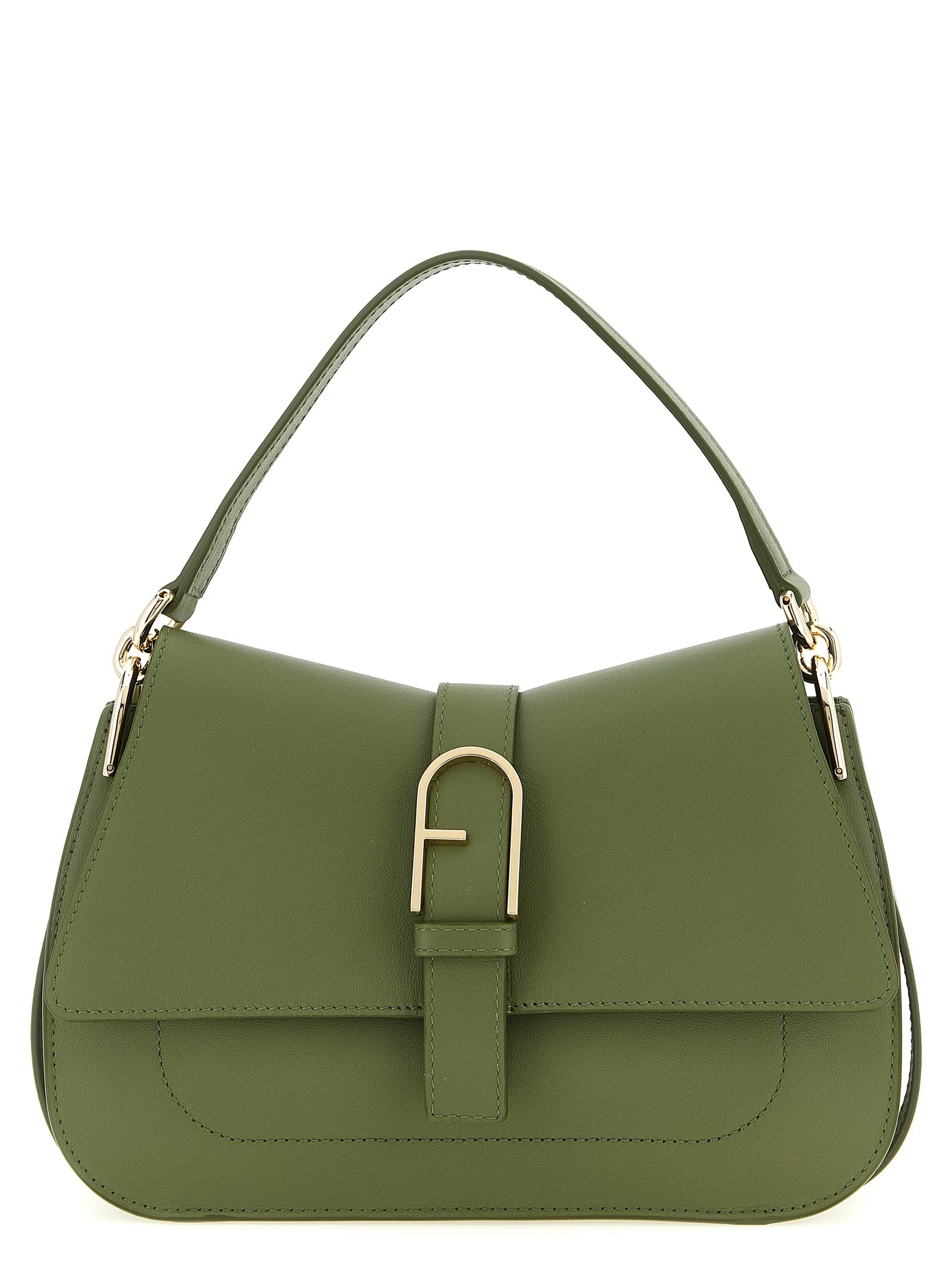 Elevate your elegance with the Furla Bicolor Calfskin Shoulder Bag, a masterpiece in luxurious green leather, embodying timeless sophistication and artisanal craftsmanship.