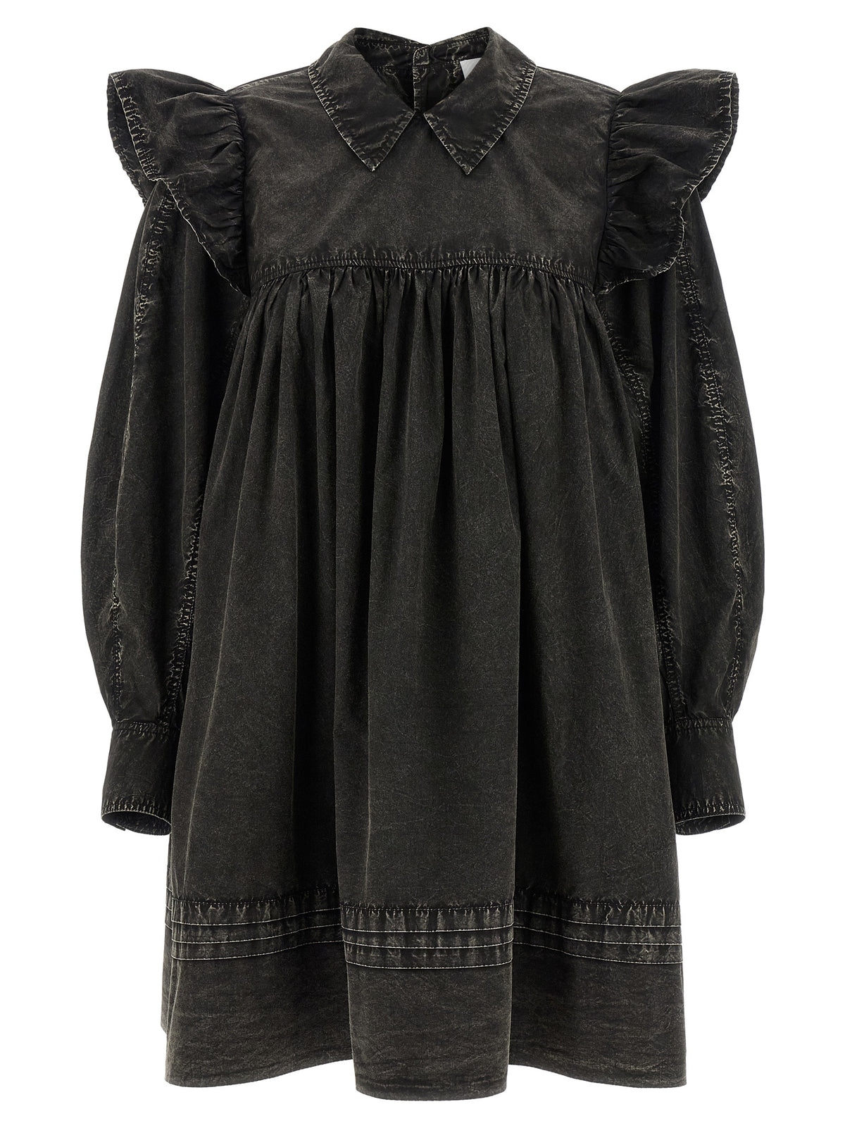 Ganni Black Organic Cotton Mini Shirt Dress - Sustainable Luxury