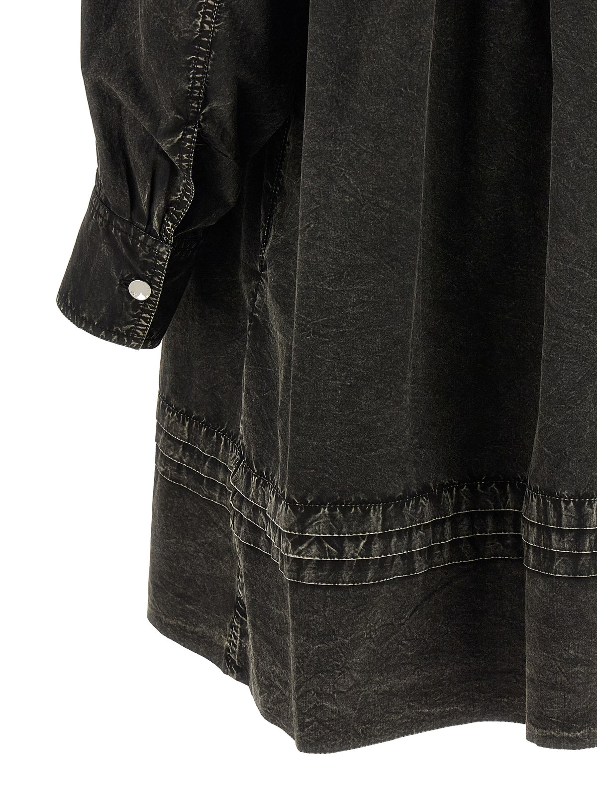 Ganni Black Organic Cotton Mini Shirt Dress - Sustainable Luxury