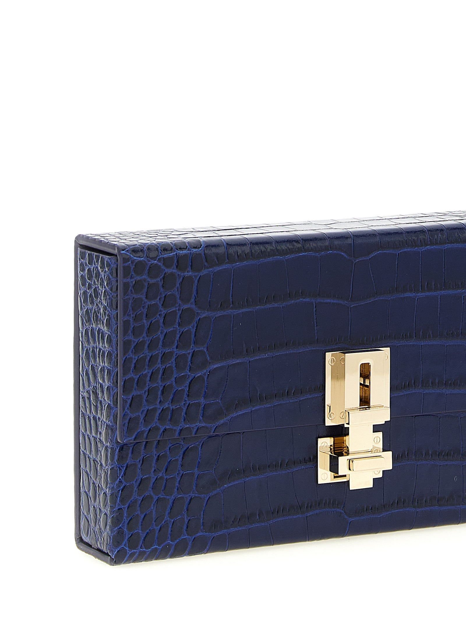 Discover the Tom Ford Blue Calfskin Clutch Bag, a masterpiece of luxury crafted from exquisite calfskin leather, embodying timeless elegance for discerning tastes.