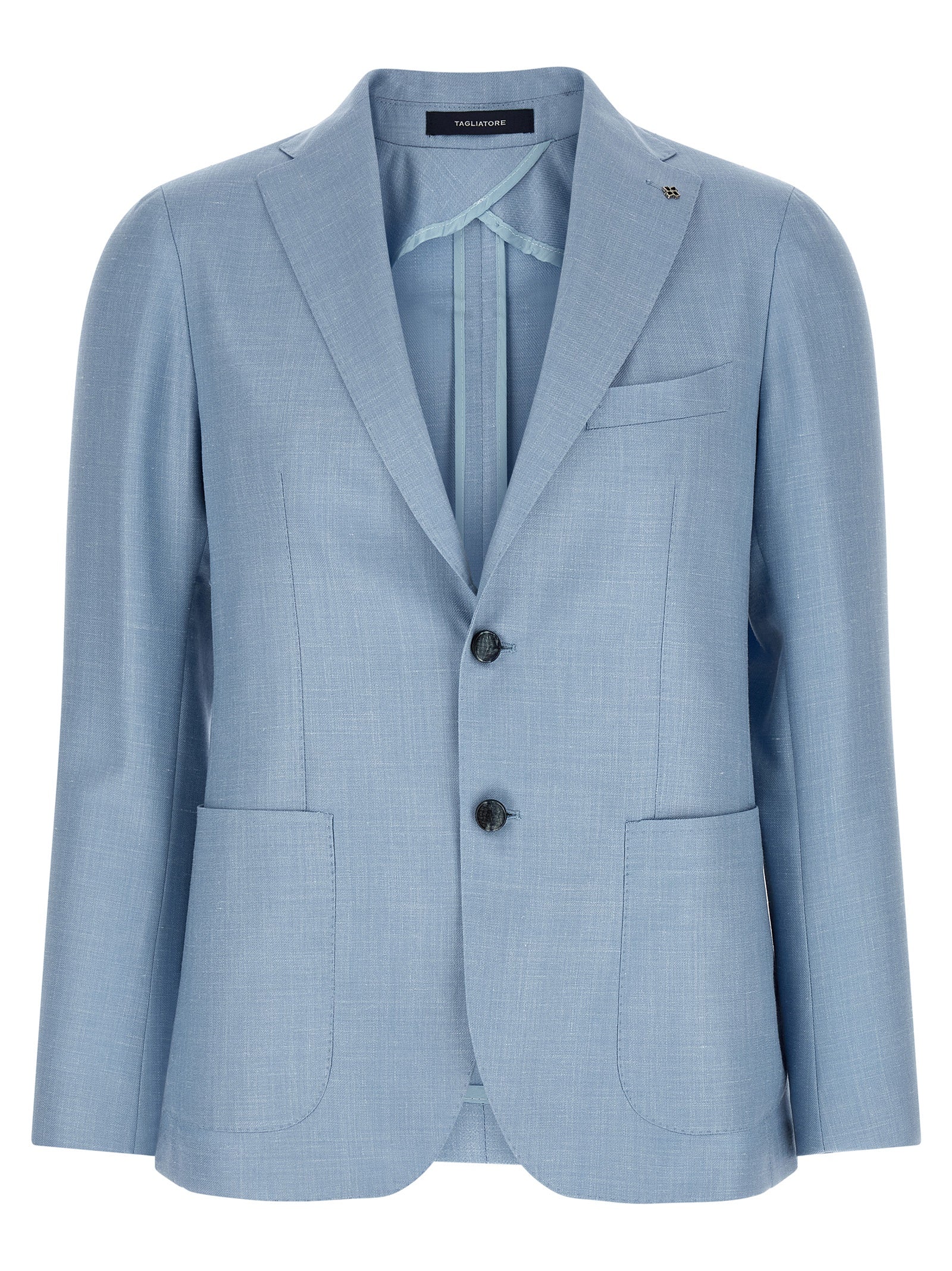 Elevate your style with the Tagliatore Blue Virgin Wool Blazer, a masterpiece of Italian craftsmanship, blending luxurious fabrics for timeless sophistication and elegance.