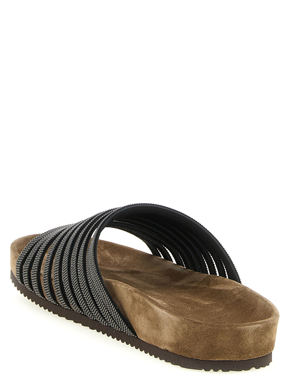 Brunello Cucinelli Black Lamb Leather Slides - Artisanal Luxury