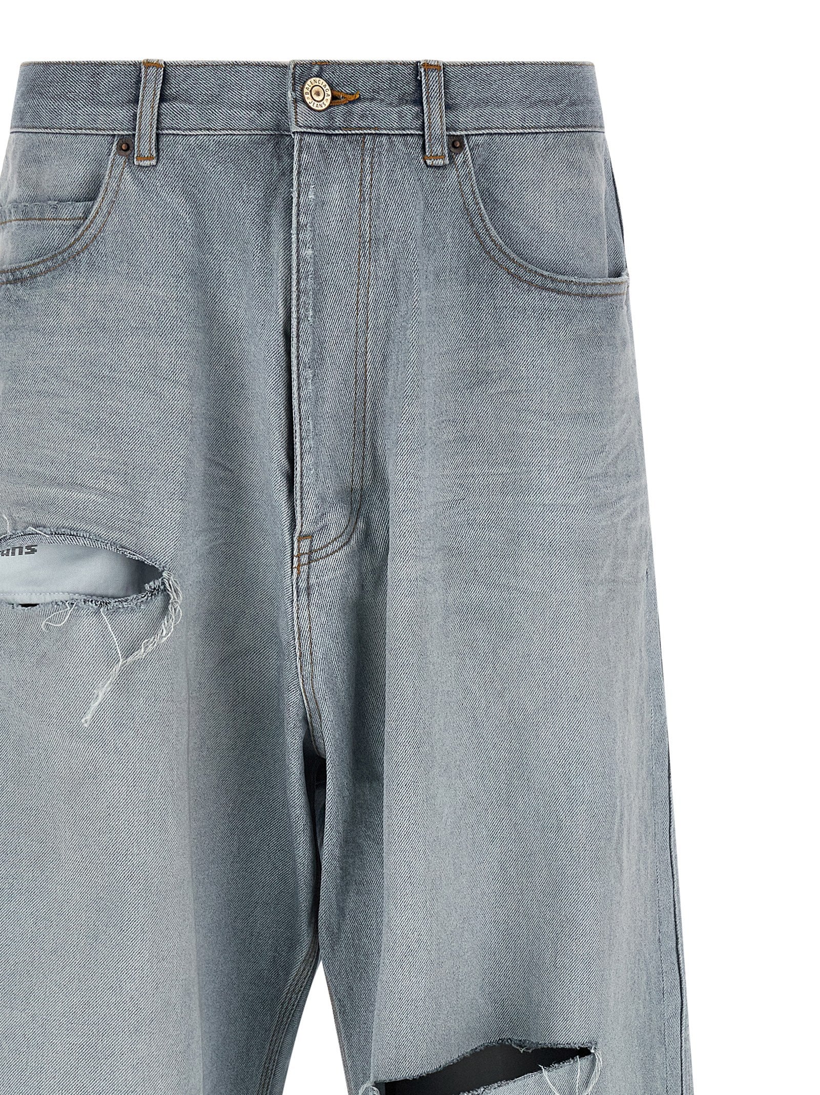 Balenciaga Blue Cotton Relaxed Fit Jeans