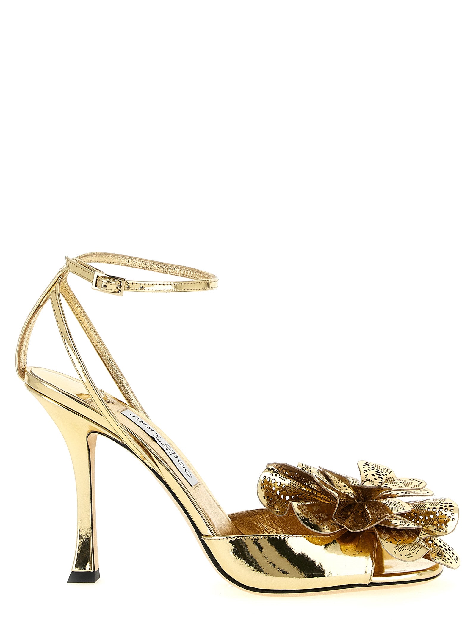 Step into the allure of Jimmy Choo Gold Leather Stiletto Heel Sandals, where artisanal craftsmanship and luxurious design elevate your every moment.