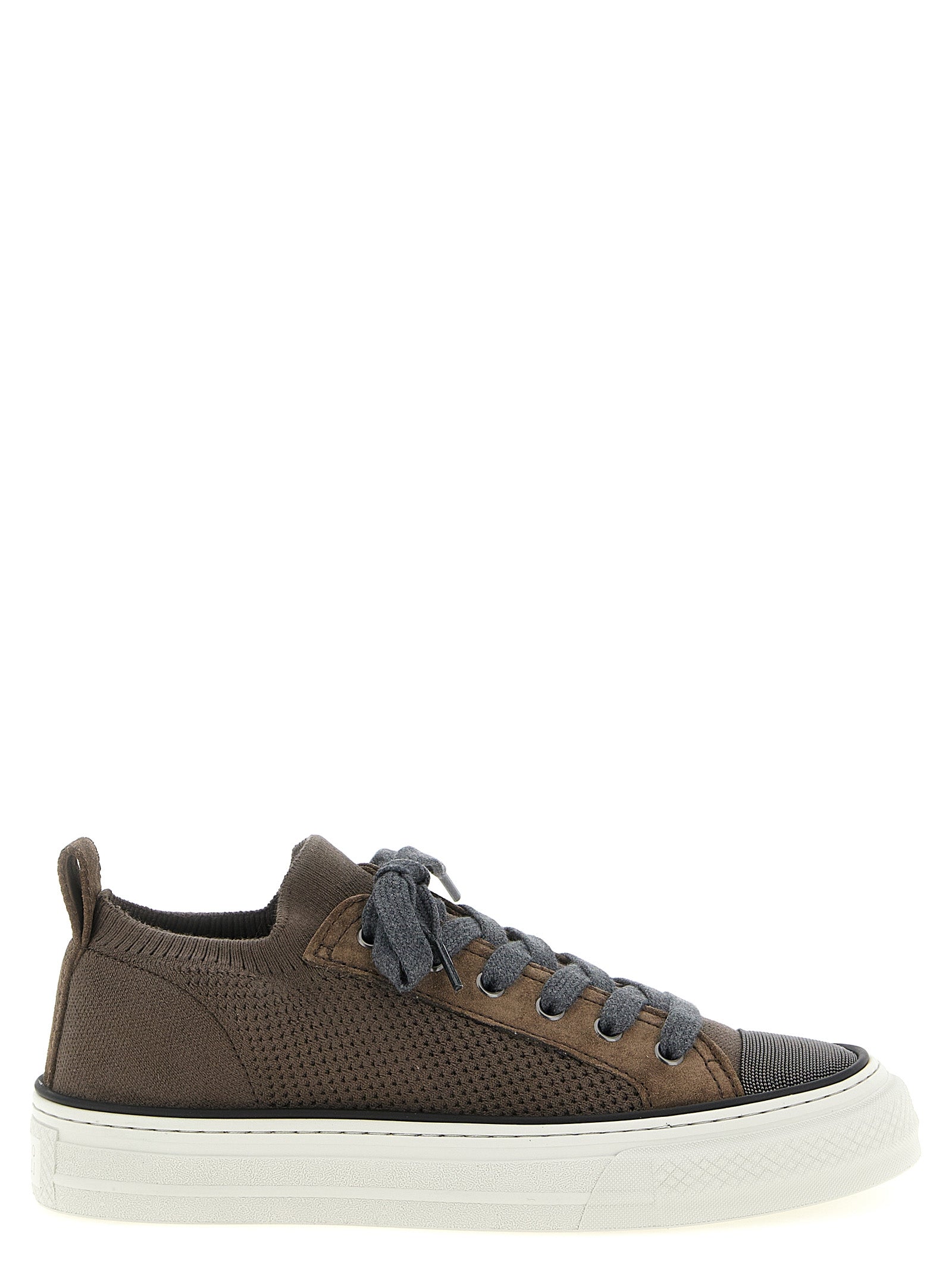 Experience the exquisite artistry of Brunello Cucinelli's Brown Cotton Low Top Sneakers, where luxurious cotton and sophisticated design elevate your style to new heights.