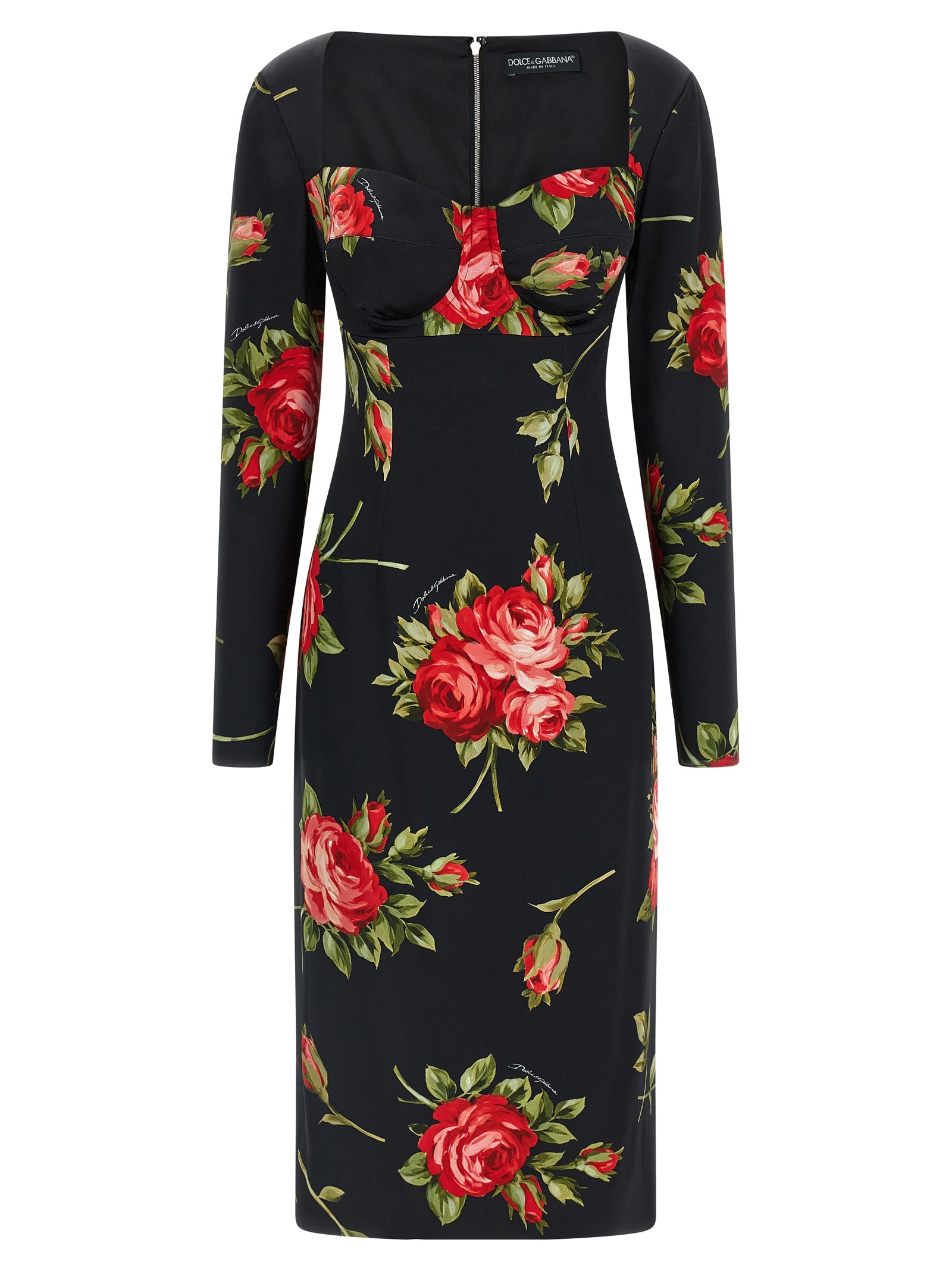 Dolce & Gabbana Black Viscose Midi Dress