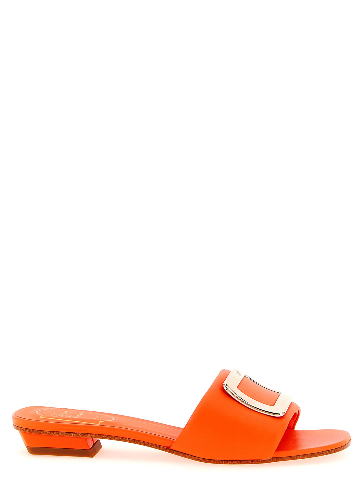 Roger Vivier Mid Heel Pumps in Orange Lamb Leather - Luxury Elegance