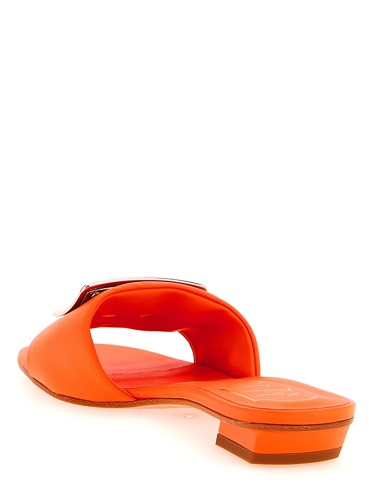 Roger Vivier Mid Heel Pumps in Orange Lamb Leather - Luxury Footwear