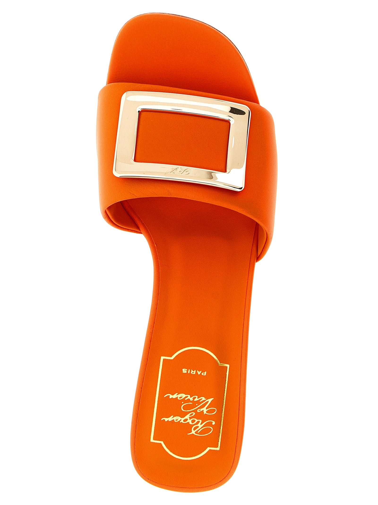 Roger Vivier Mid Heel Pumps in Orange Lamb Leather - Luxury Elegance