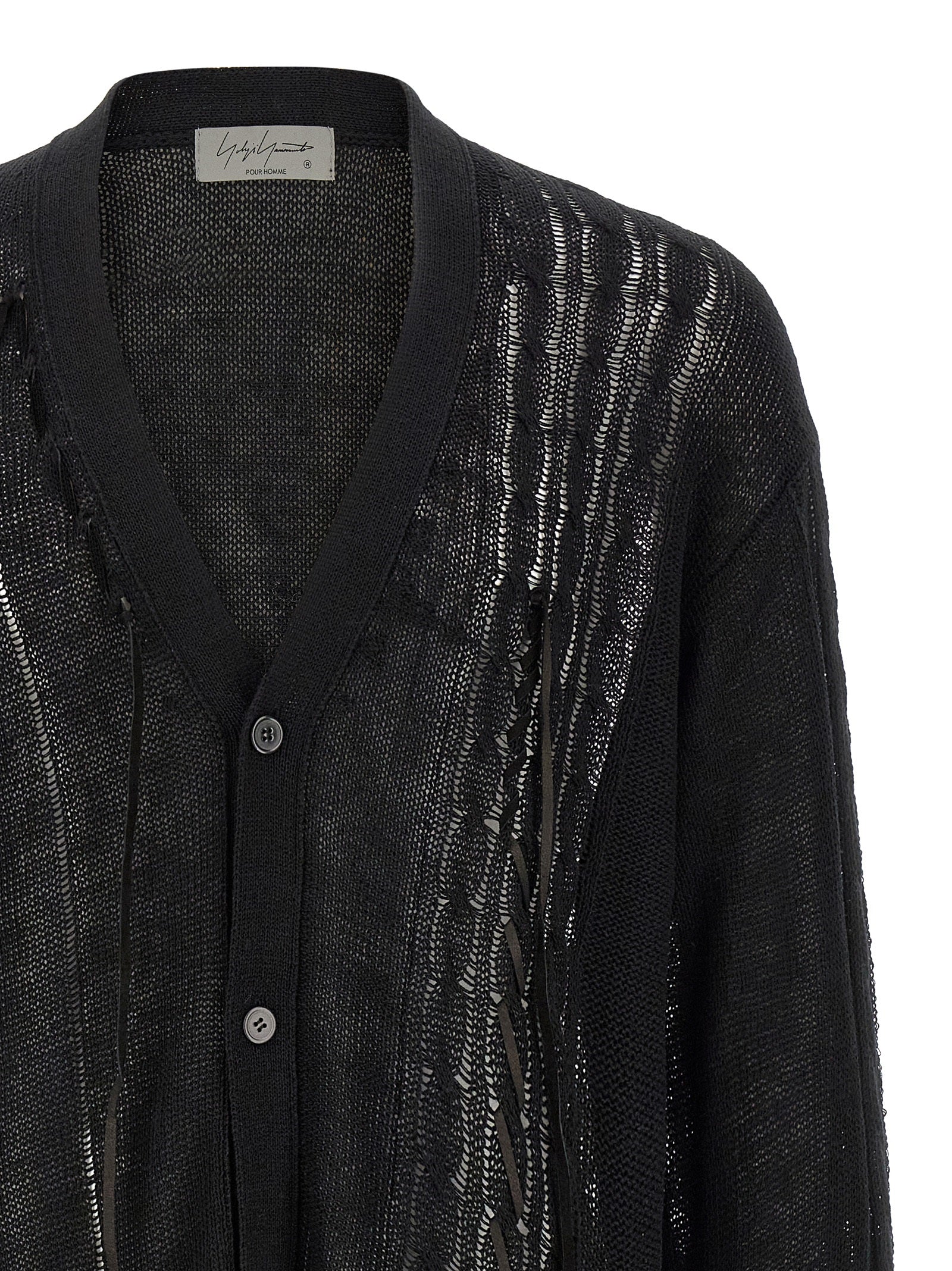 Yohji Yamamoto Black Linen Cardigan