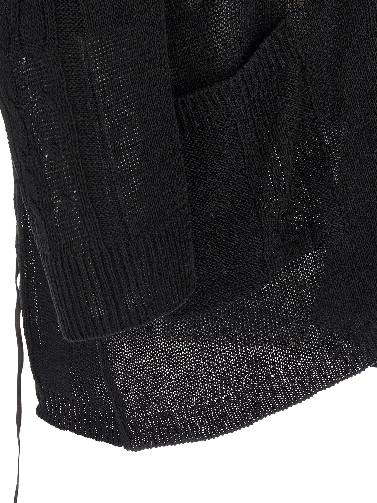 Yohji Yamamoto Black Linen Cardigan