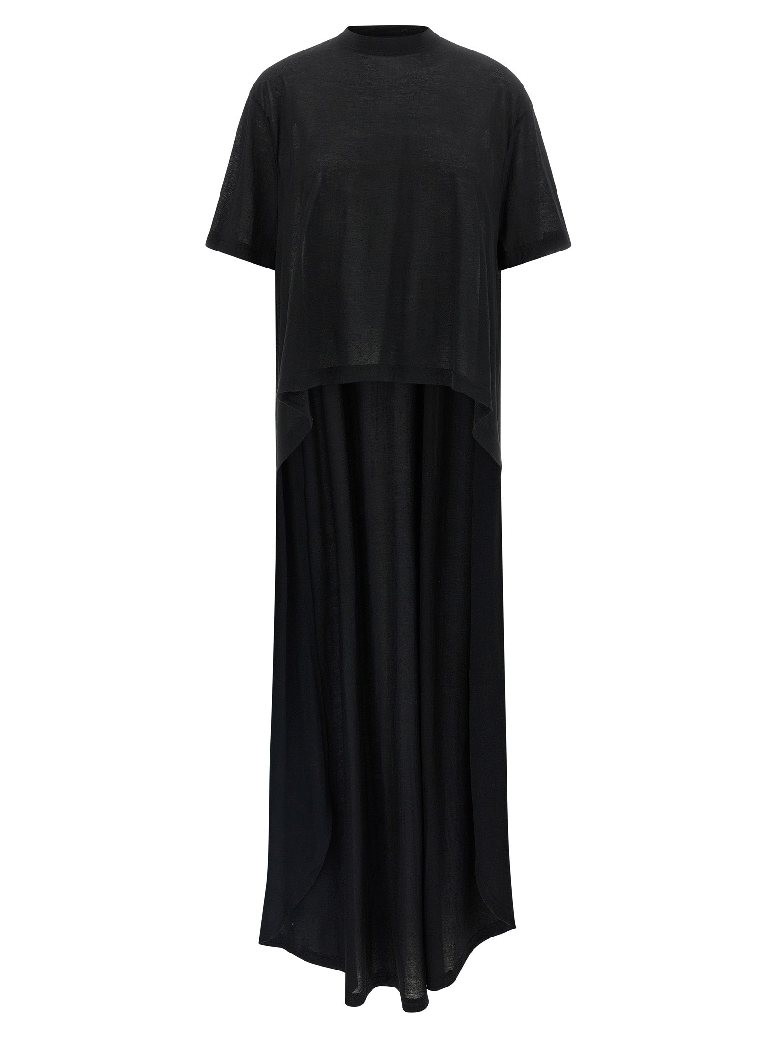 Experience the allure of the Balenciaga Black Cotton Casual Dress, a masterpiece of asymmetric design and luxurious comfort, perfect for the modern connoisseur.