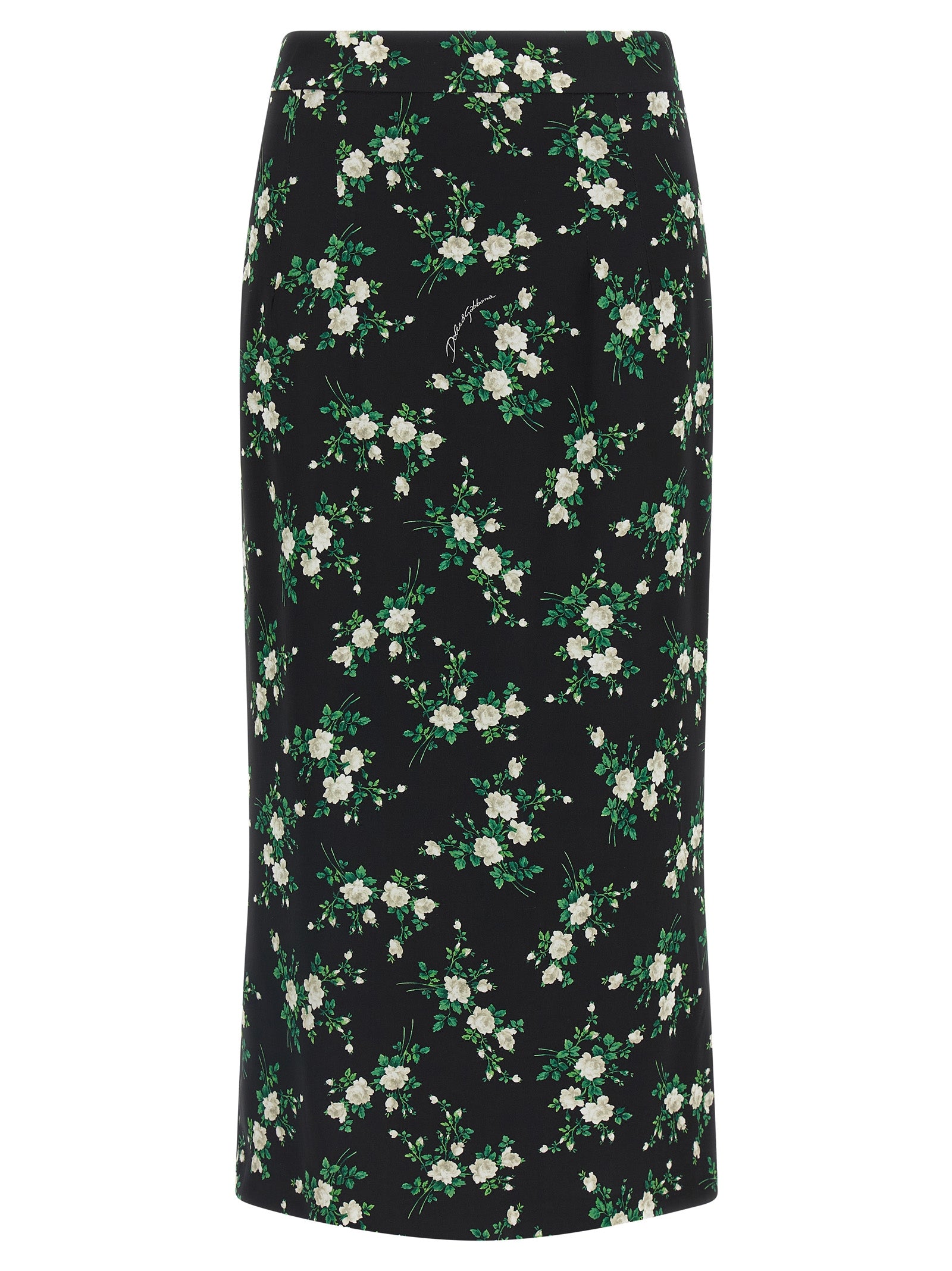 Dolce & Gabbana Black Silk Midi Skirt