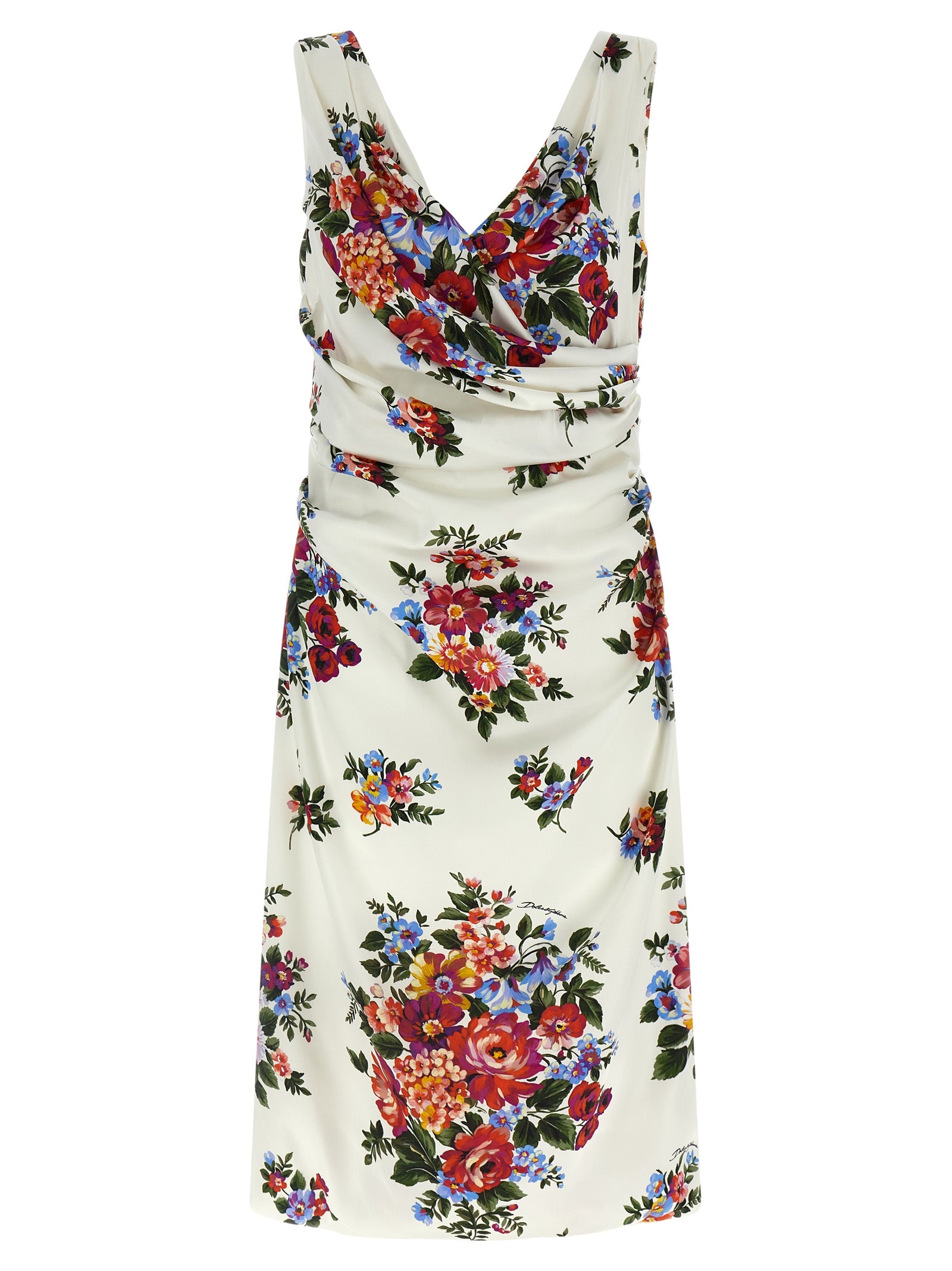 Dolce & Gabbana White Viscose Midi Dress - Timeless Elegance