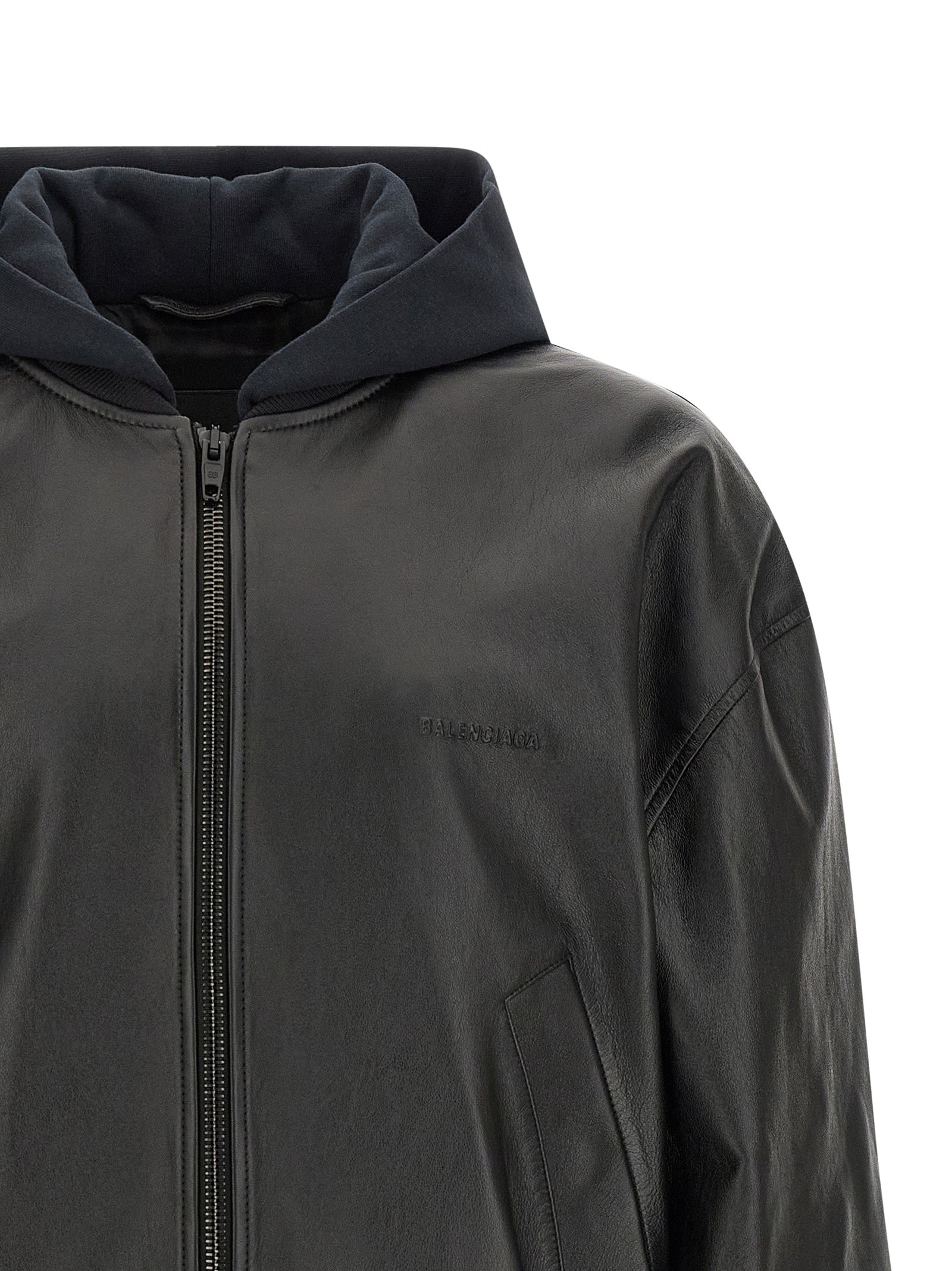 Elevate your style with the Balenciaga Black Lamb Leather Jacket, a masterpiece of craftsmanship in luxurious lamb leather, embodying timeless sophistication and modern elegance.