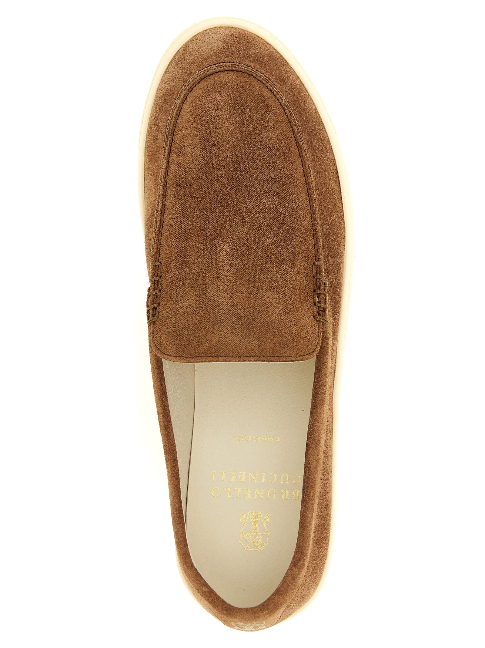Brunello Cucinelli Brown Calfskin Slip-On Loafers