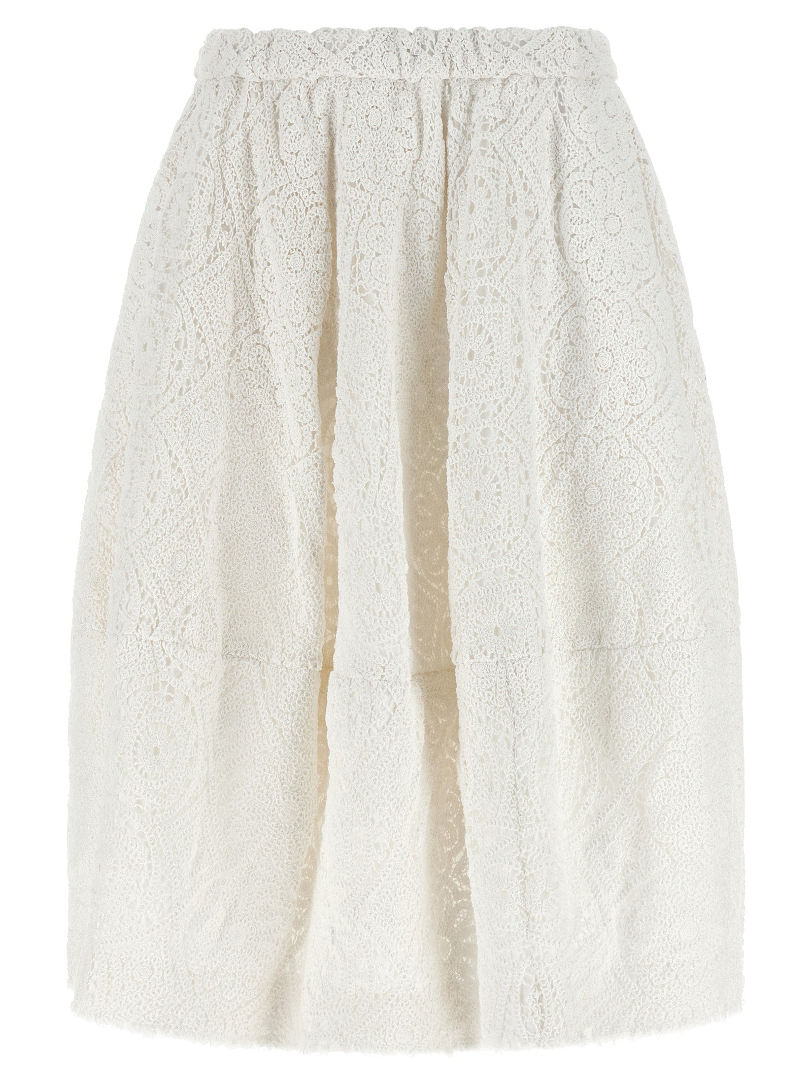 Comme Des Garçons White Cotton Midi Skirt - Artisanal Elegance