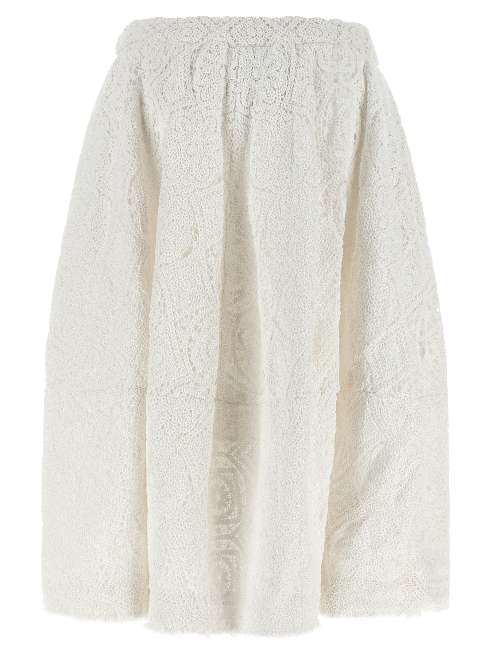 Comme Des Garçons White Cotton Midi Skirt - Artisanal Elegance