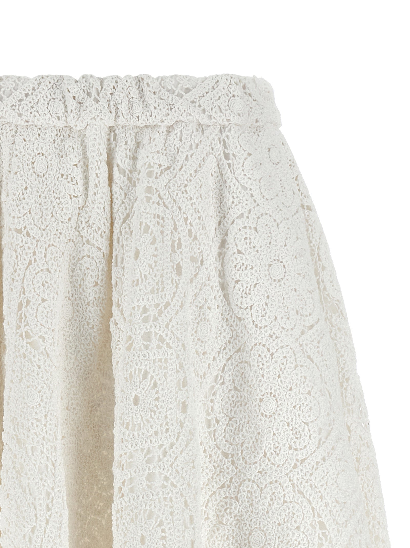 Comme Des Garçons White Cotton Midi Skirt - Artisanal Elegance