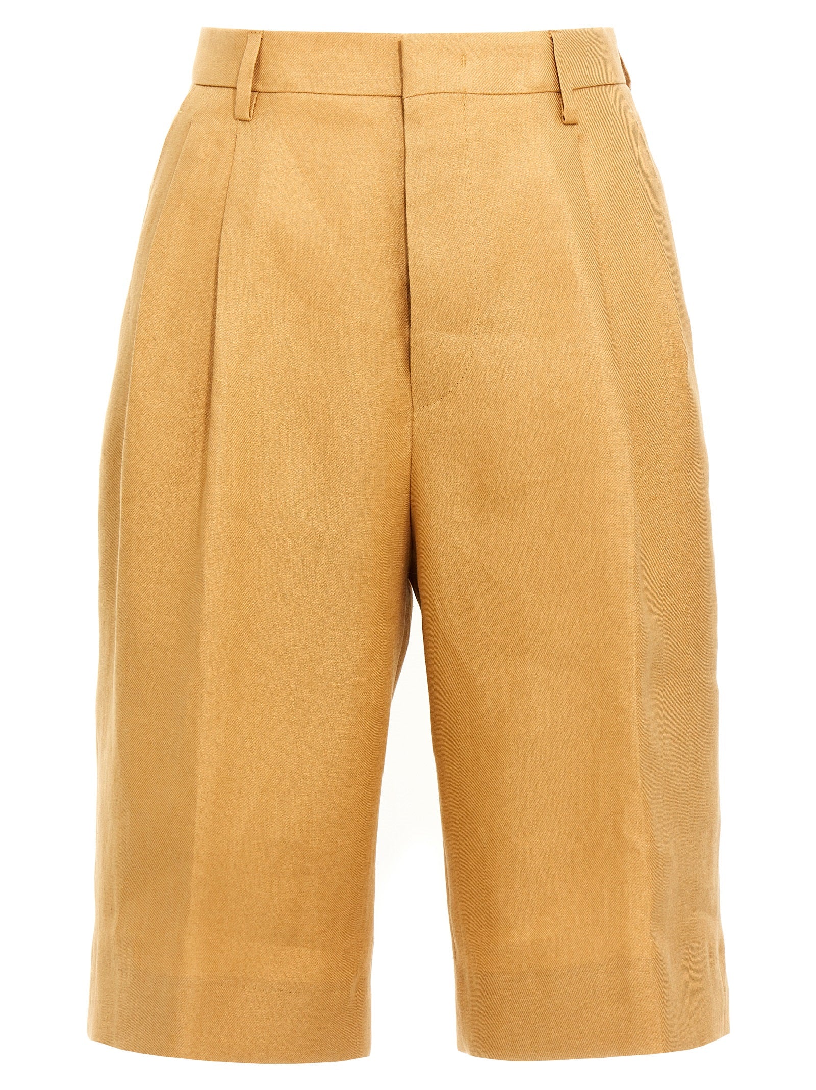 Tagliatore Orange Linen Bermuda Shorts - Timeless Italian Elegance