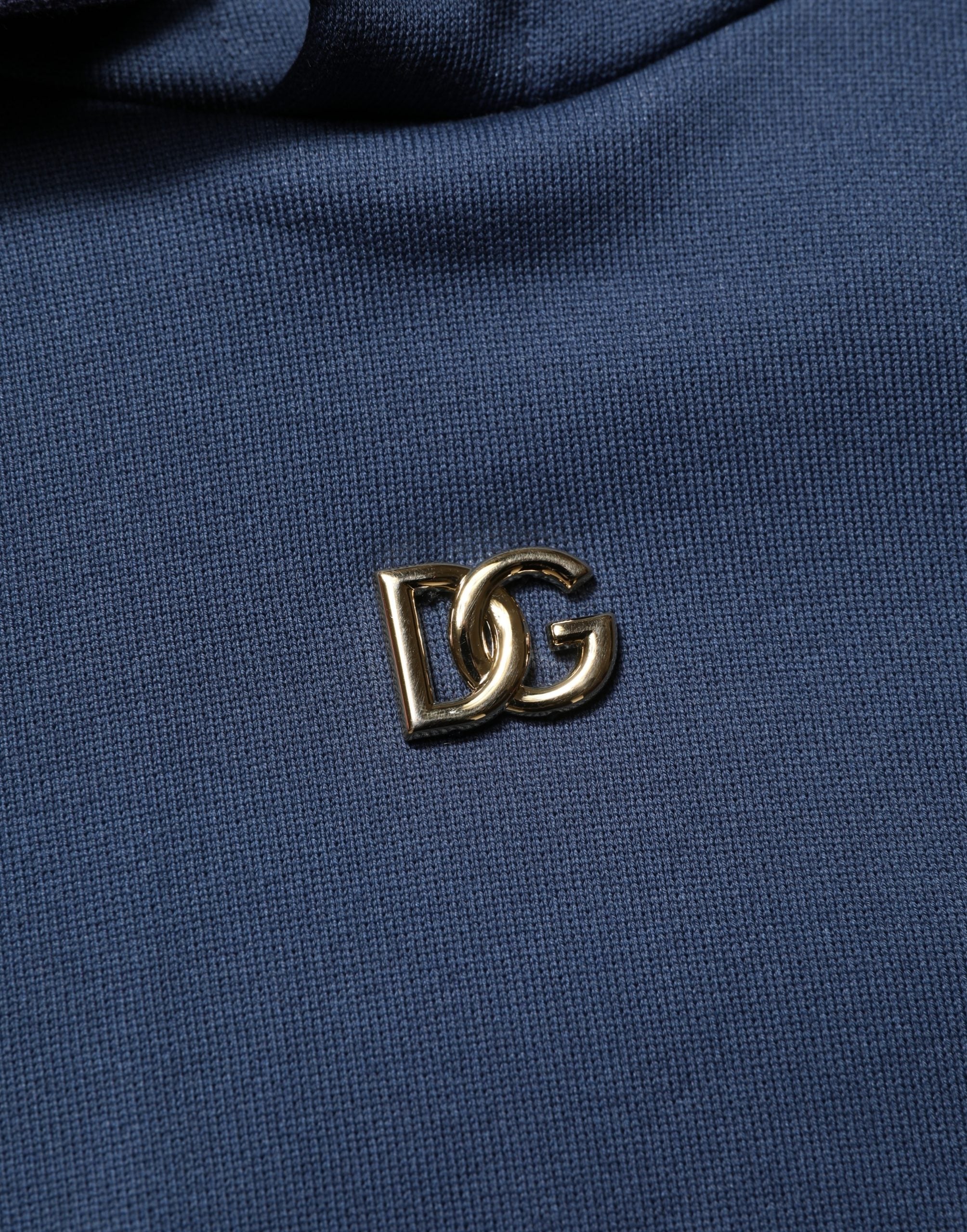 Dolce & Gabbana Blue Cotton Coral Logo Hoodie for Timeless Elegance