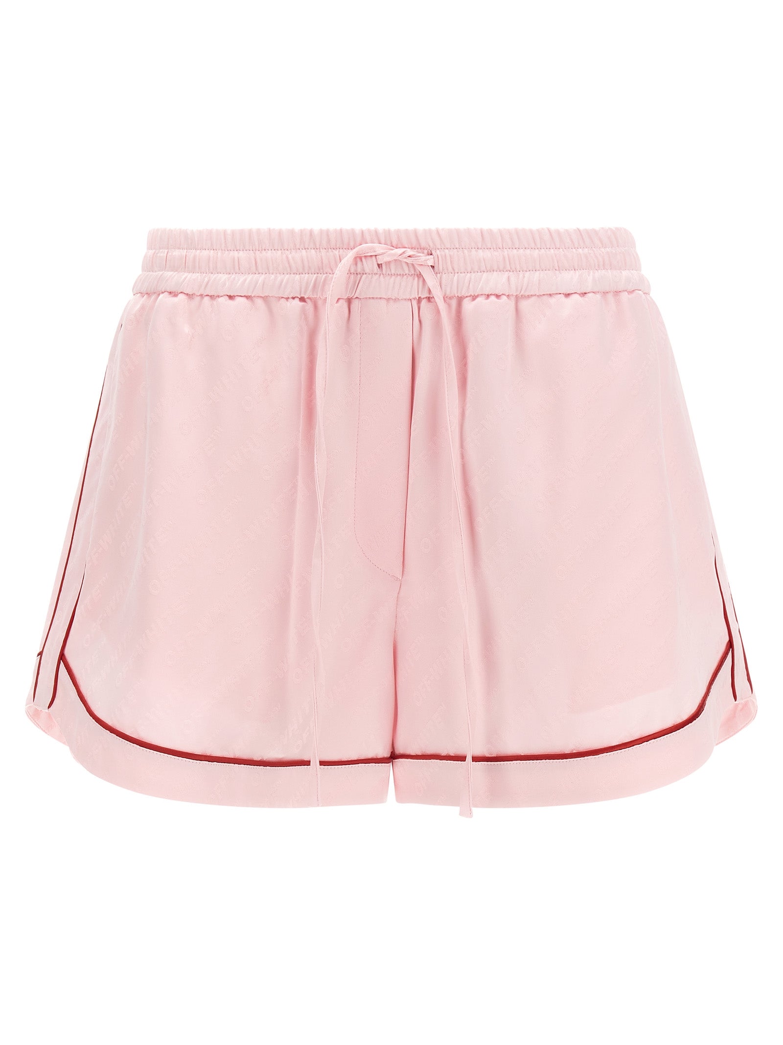 Discover the Off-White Multicolor Viscose Bermuda Shorts, a luxurious blend of jacquard satin and elegance, expertly crafted in Italy for the discerning fashion connoisseur.